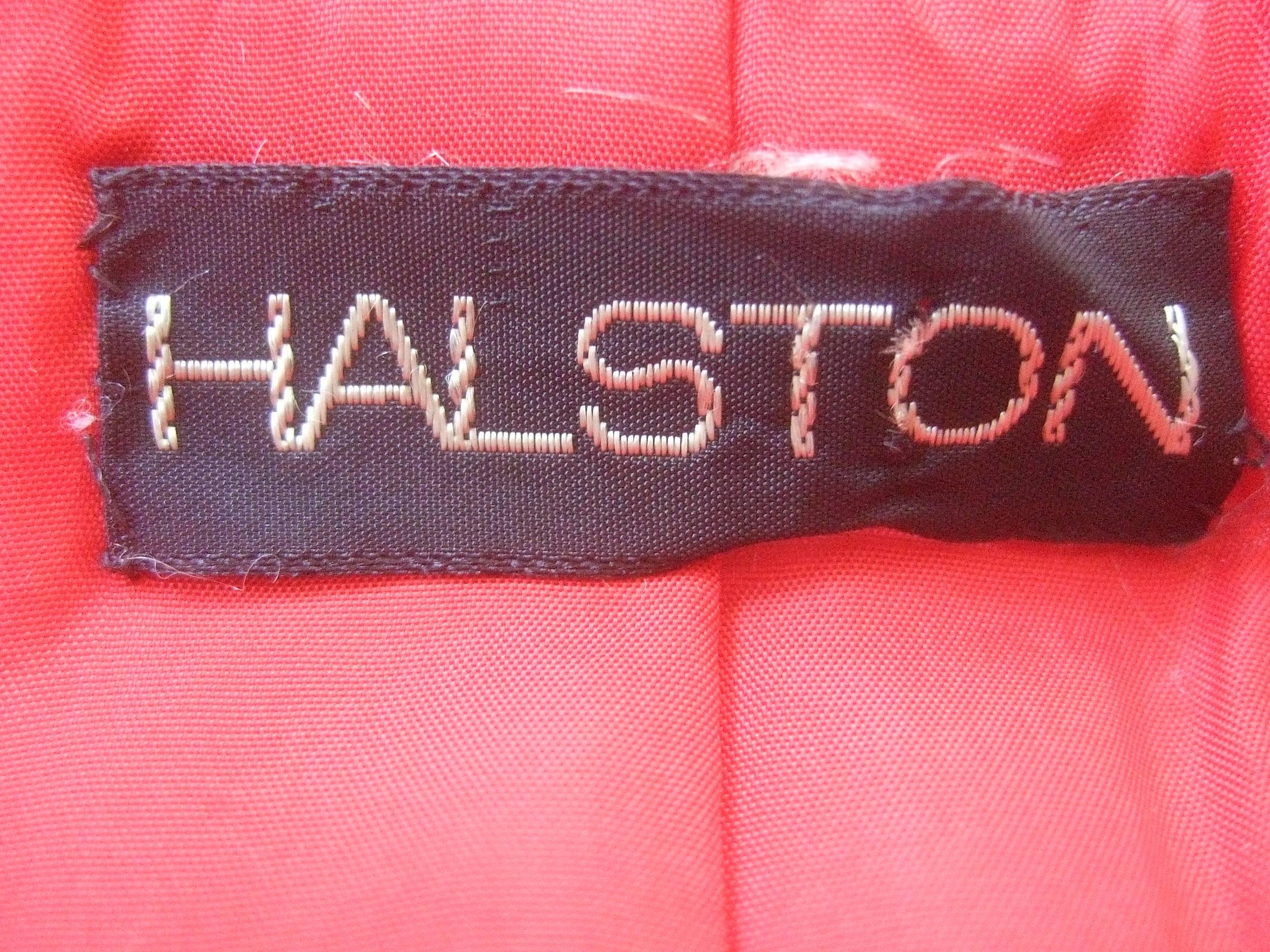 Cherry Red Halston Couture Belted Satin Jacket. 1970's. Studio 54. 3