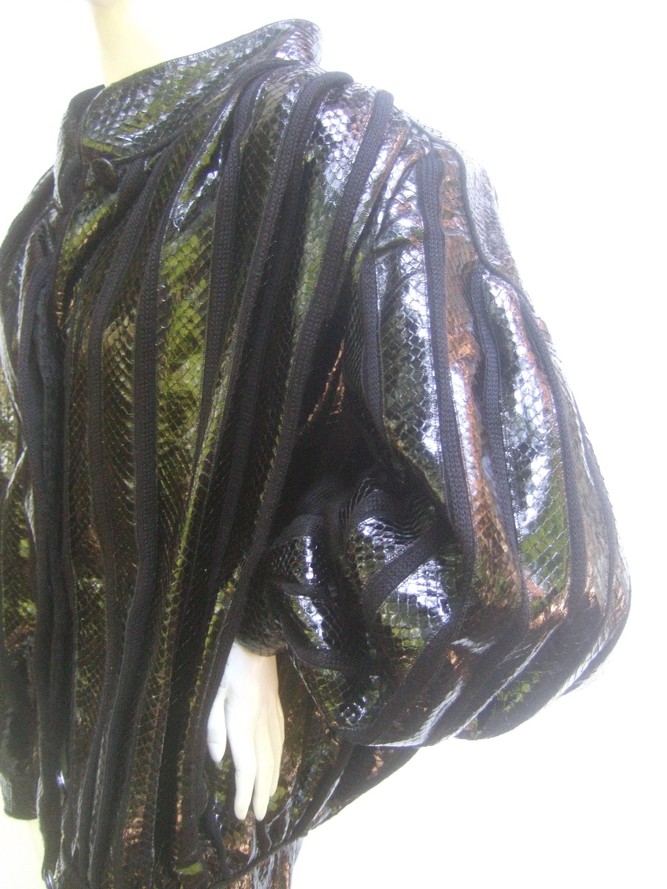 Exotic Avant Garde Italian Snakeskin Jacket from Neiman Marcus Size 44 In Good Condition For Sale In University City, MO