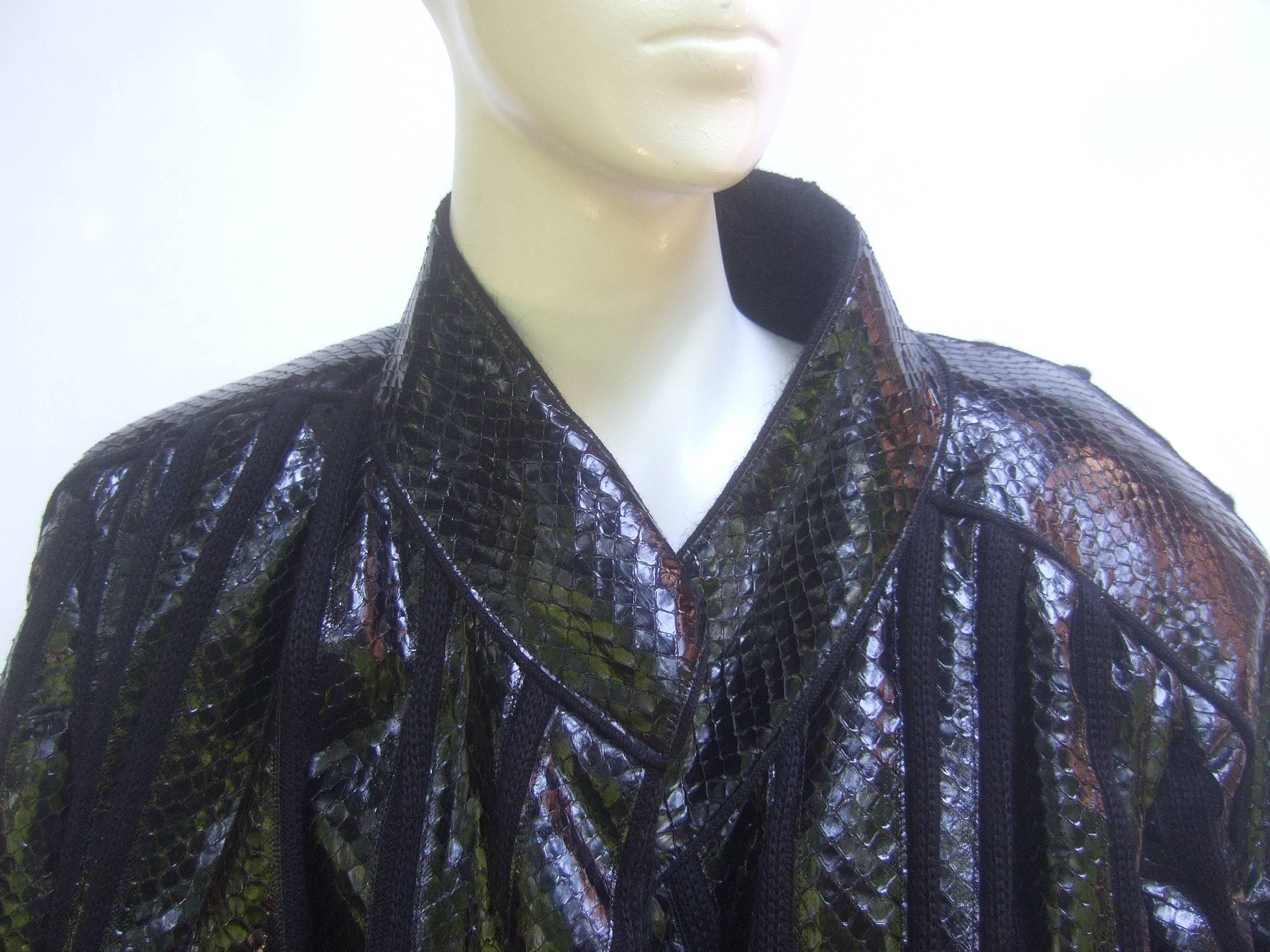 Women's Exotic Avant Garde Italian Snakeskin Jacket from Neiman Marcus Size 44 For Sale