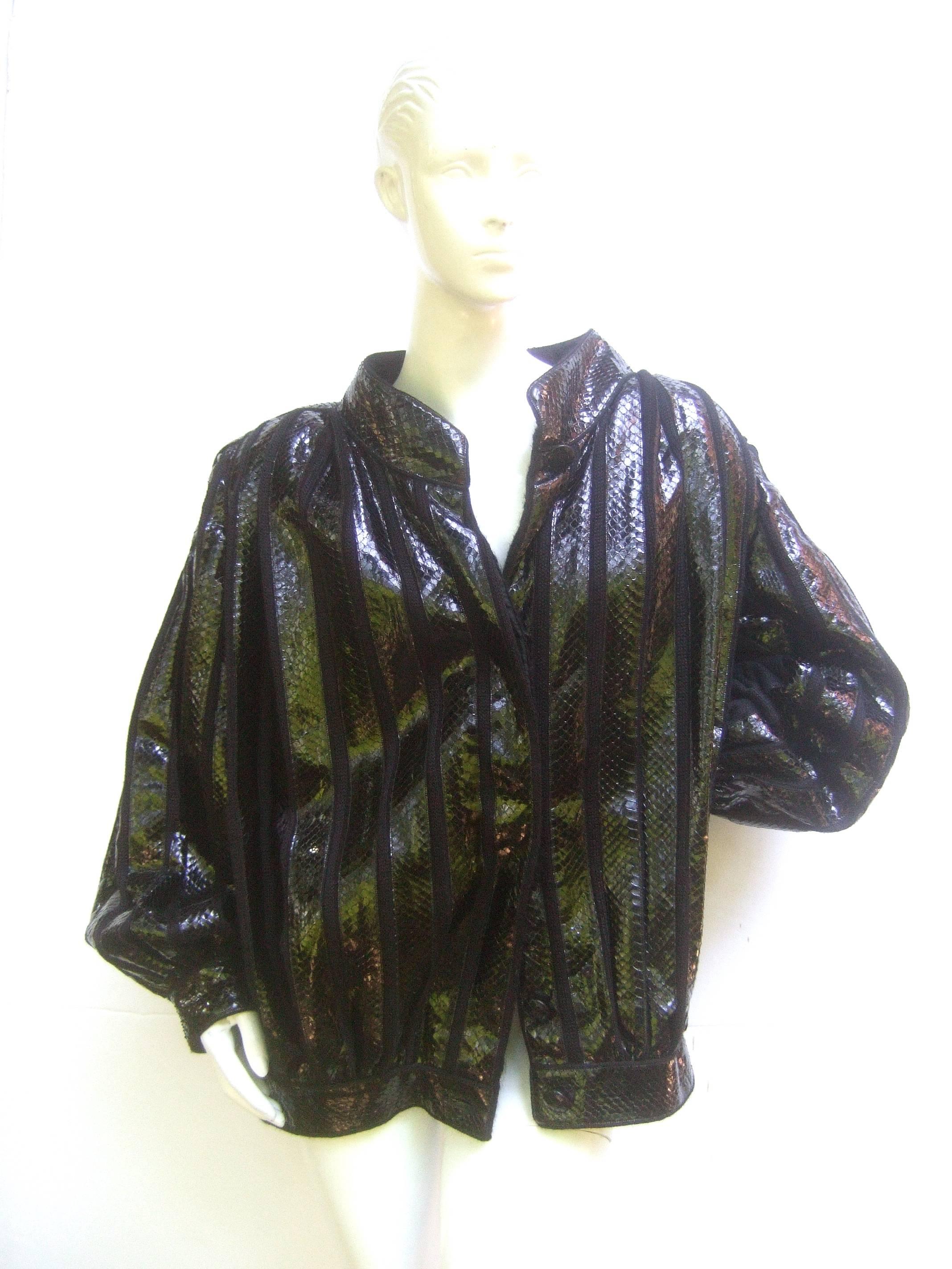 Exotic Avant Garde Italian Snakeskin Jacket from Neiman Marcus Size 44 For Sale 3