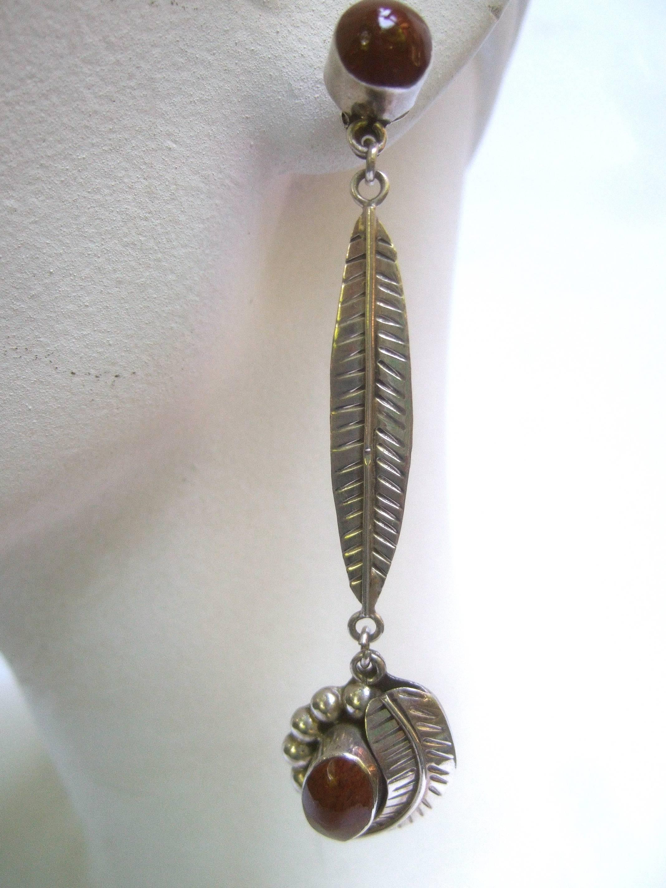 Sterling Artisan Mexican Statement Earrings ca 1980s  In Excellent Condition For Sale In University City, MO