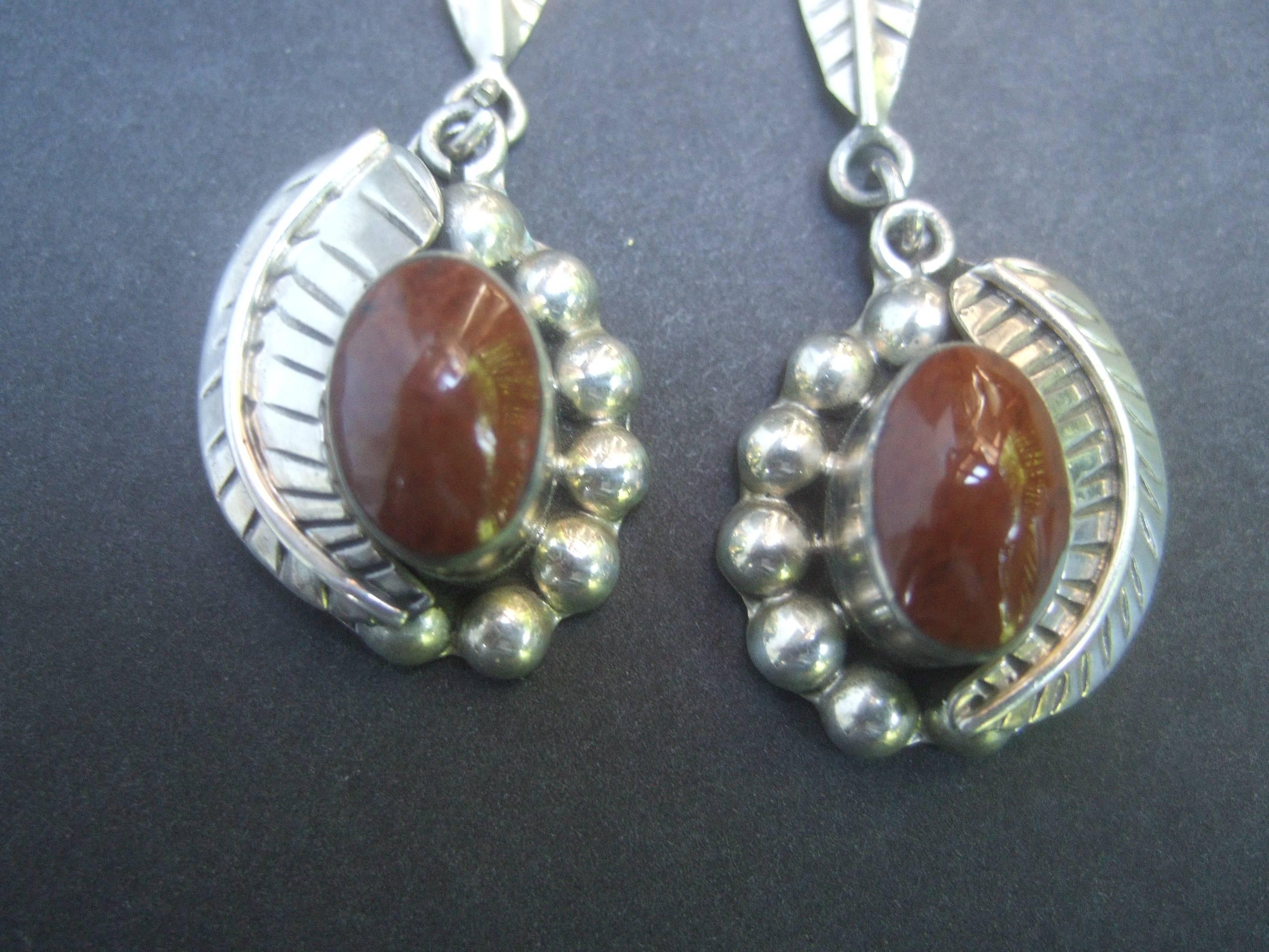 Sterling Artisan Mexican Statement Earrings ca 1980s  For Sale 2