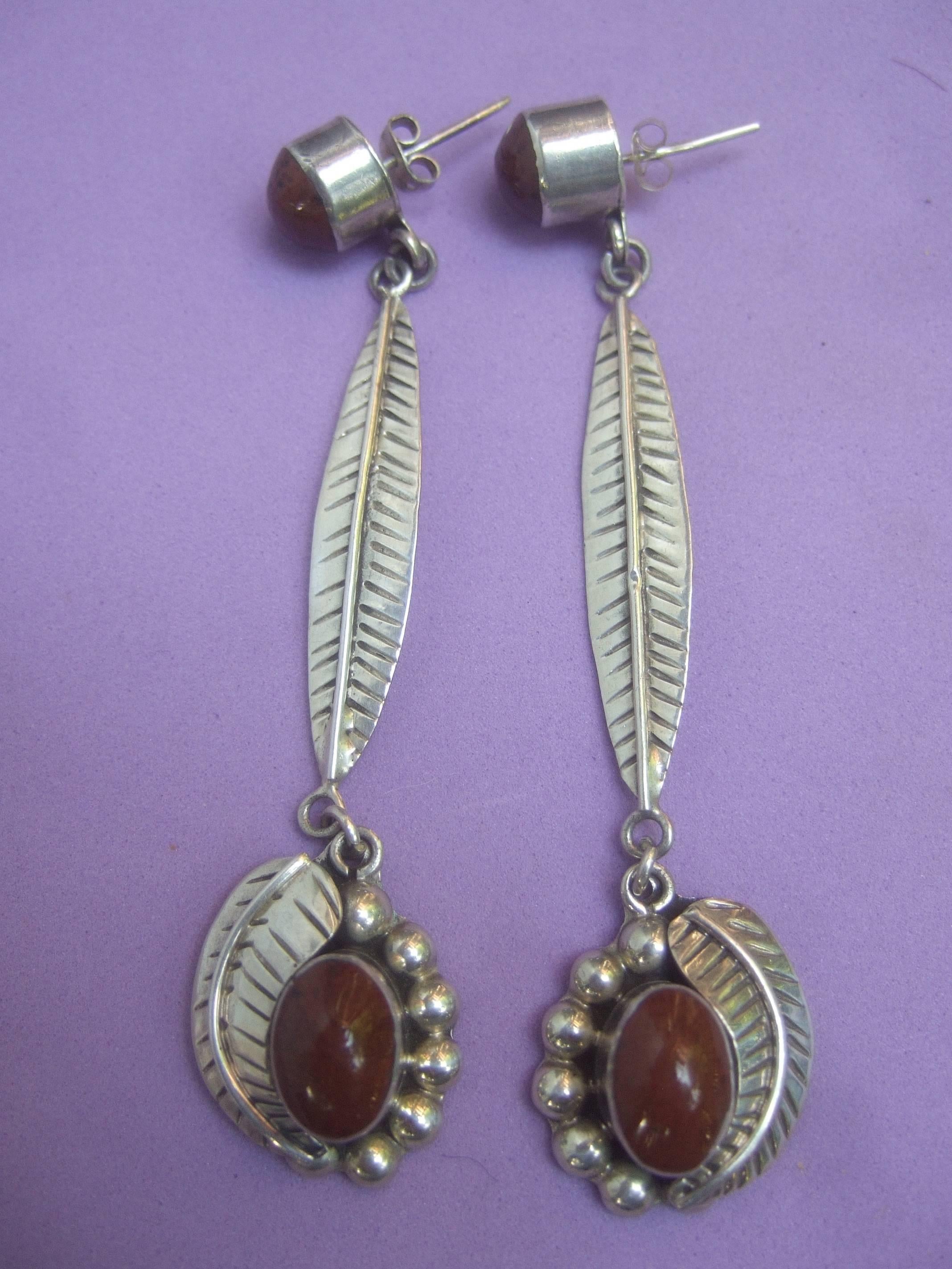 Sterling Artisan Mexican Statement Earrings ca 1980s For Sale 3