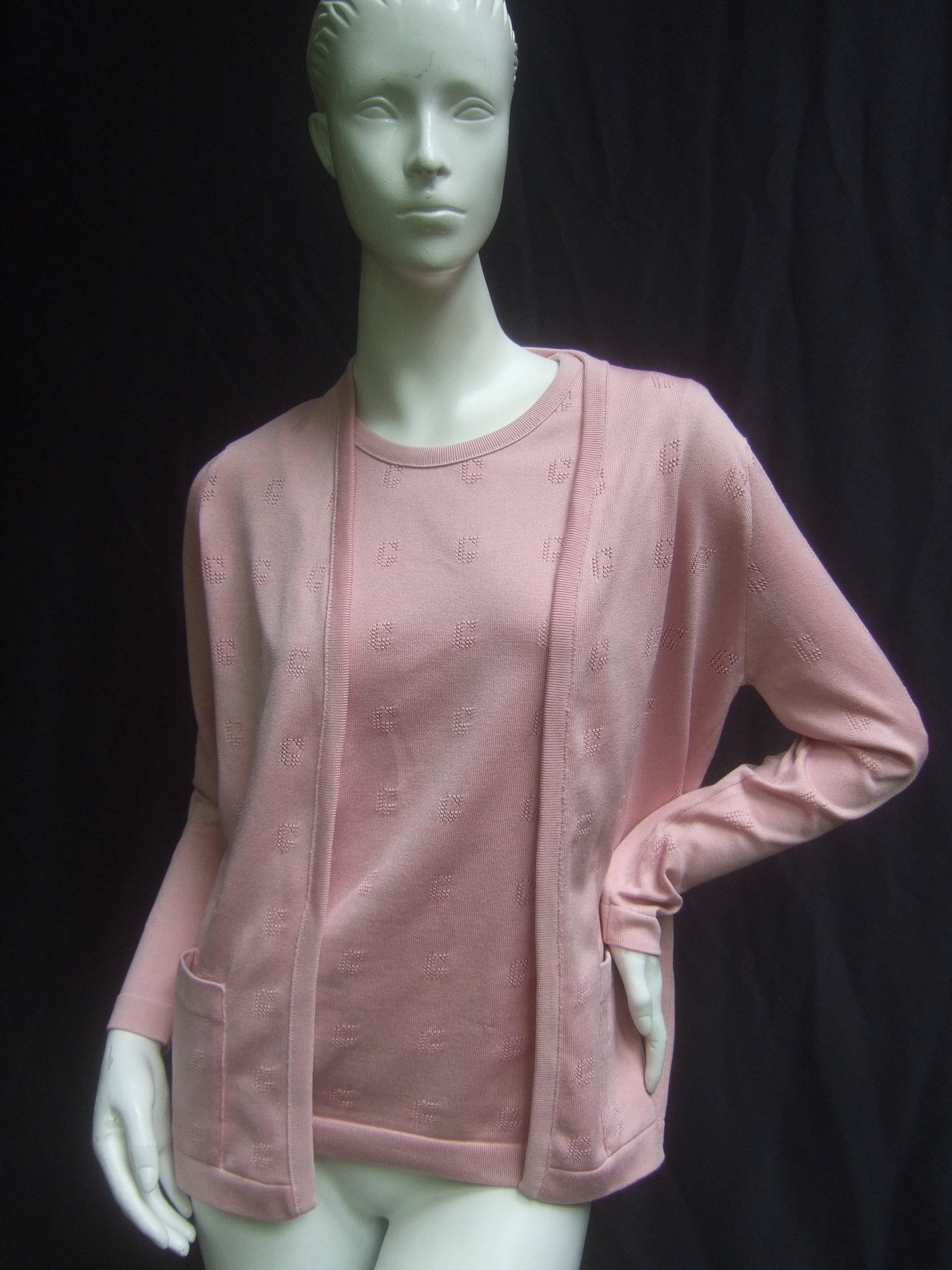 Purple Givenchy Mauve Pink Logo Knit Twin Set ca 1970s 