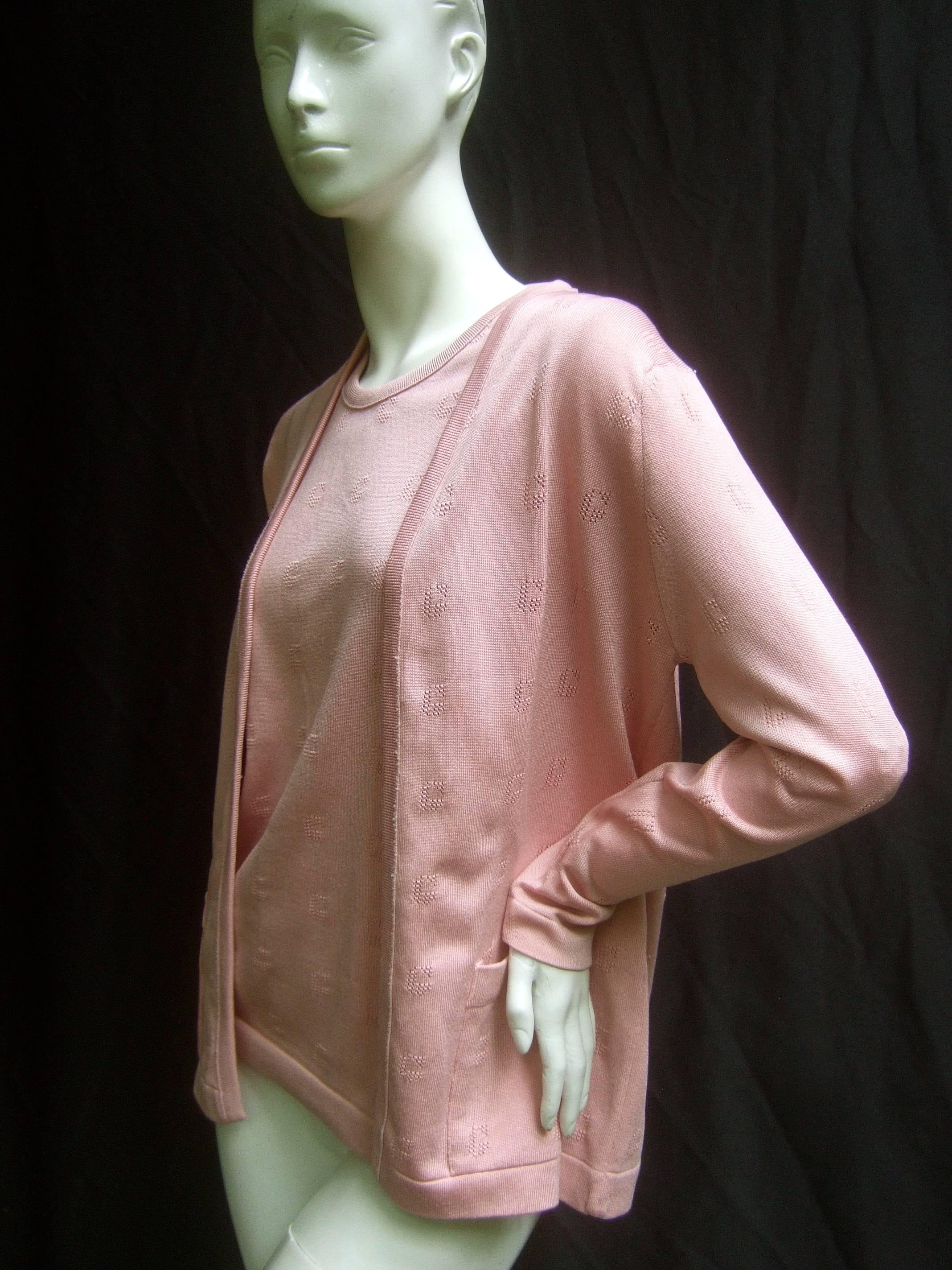 Givenchy Mauve Pink Logo Knit Twin Set ca 1970s  1