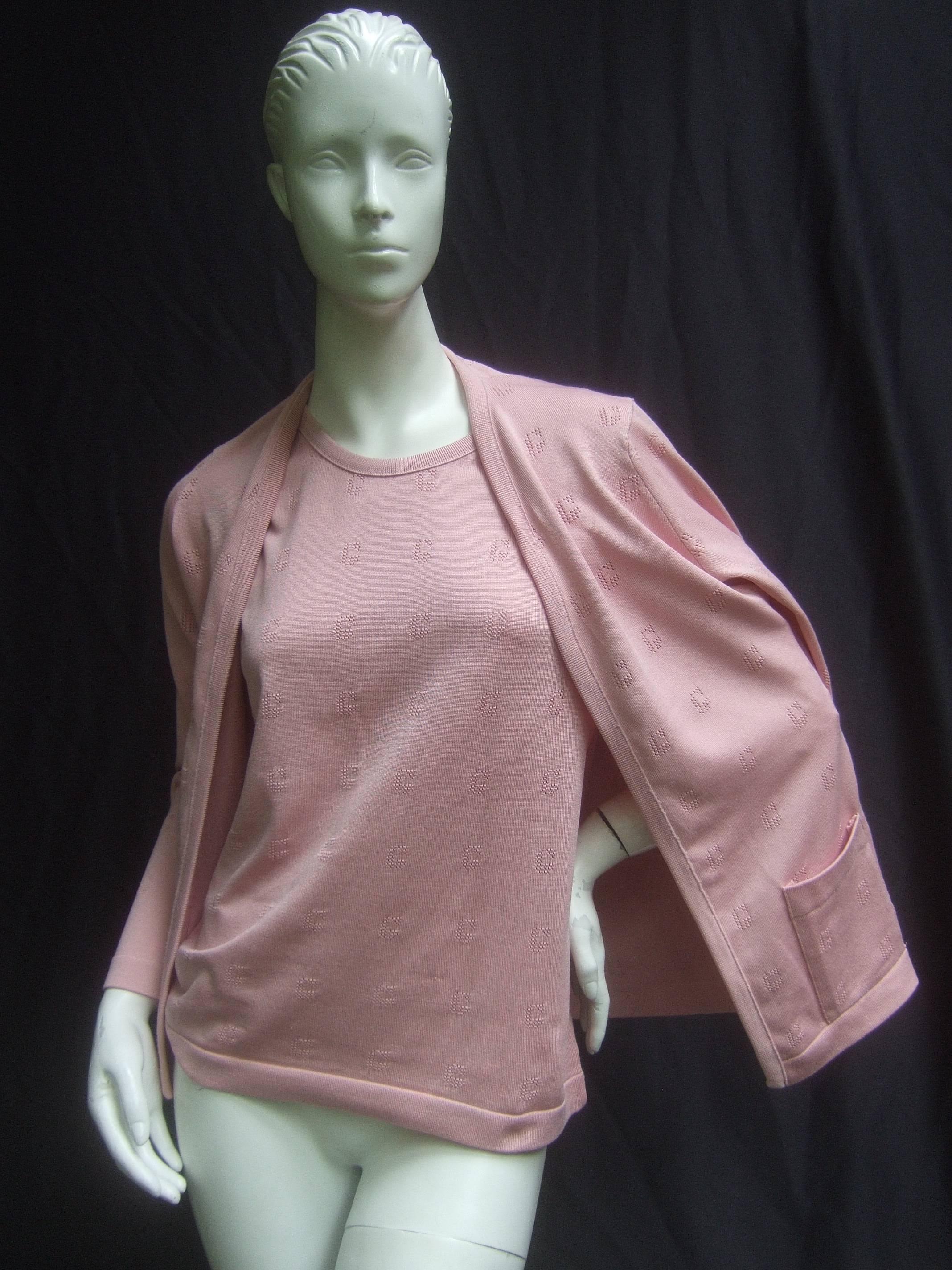 Givenchy Mauve Pink Logo Knit Twin Set ca 1970s  3