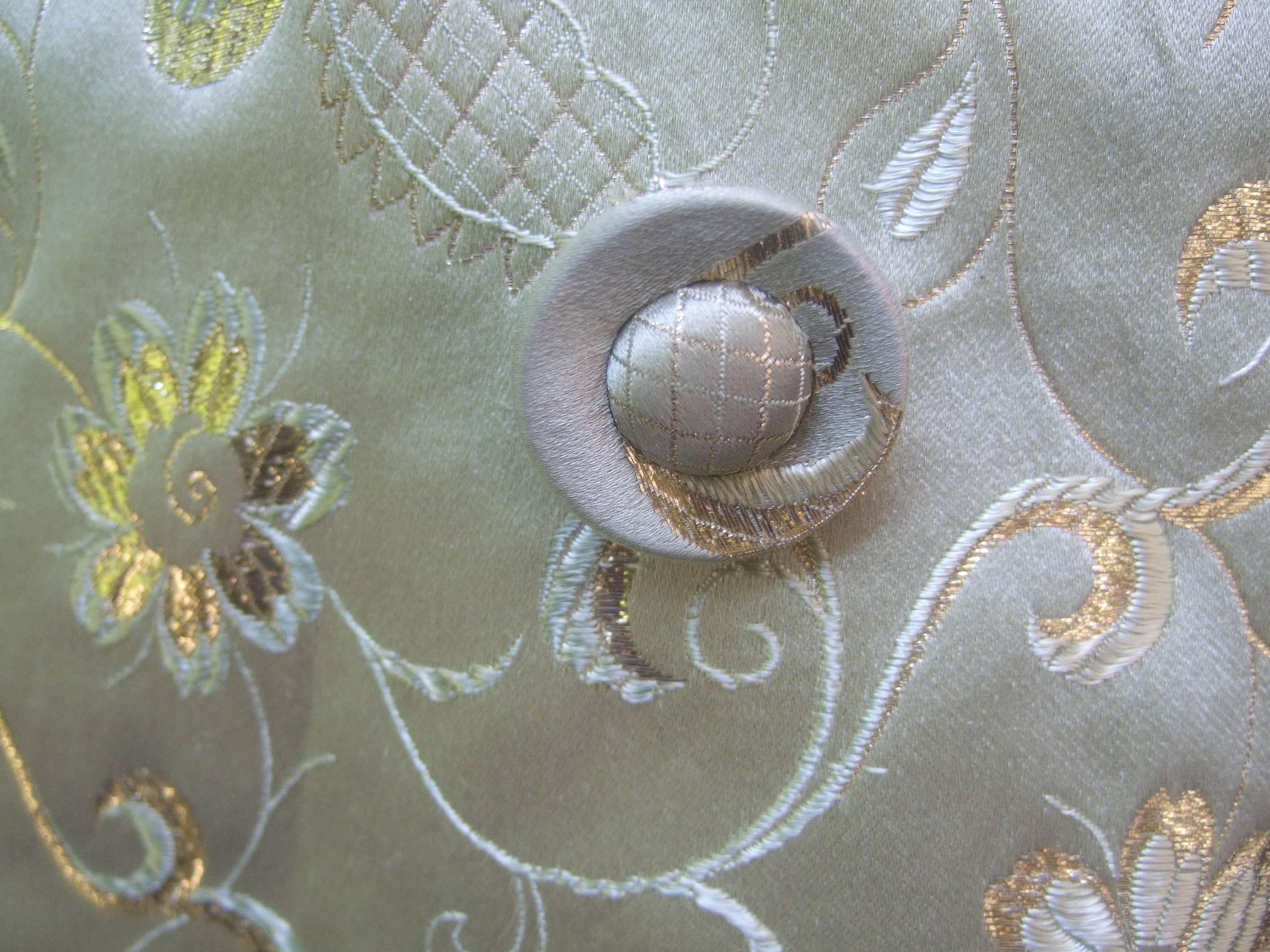 Opulent Mint Green Satin Brocade Opera Coat Ensemble for Saks Fifth Avenue For Sale 1