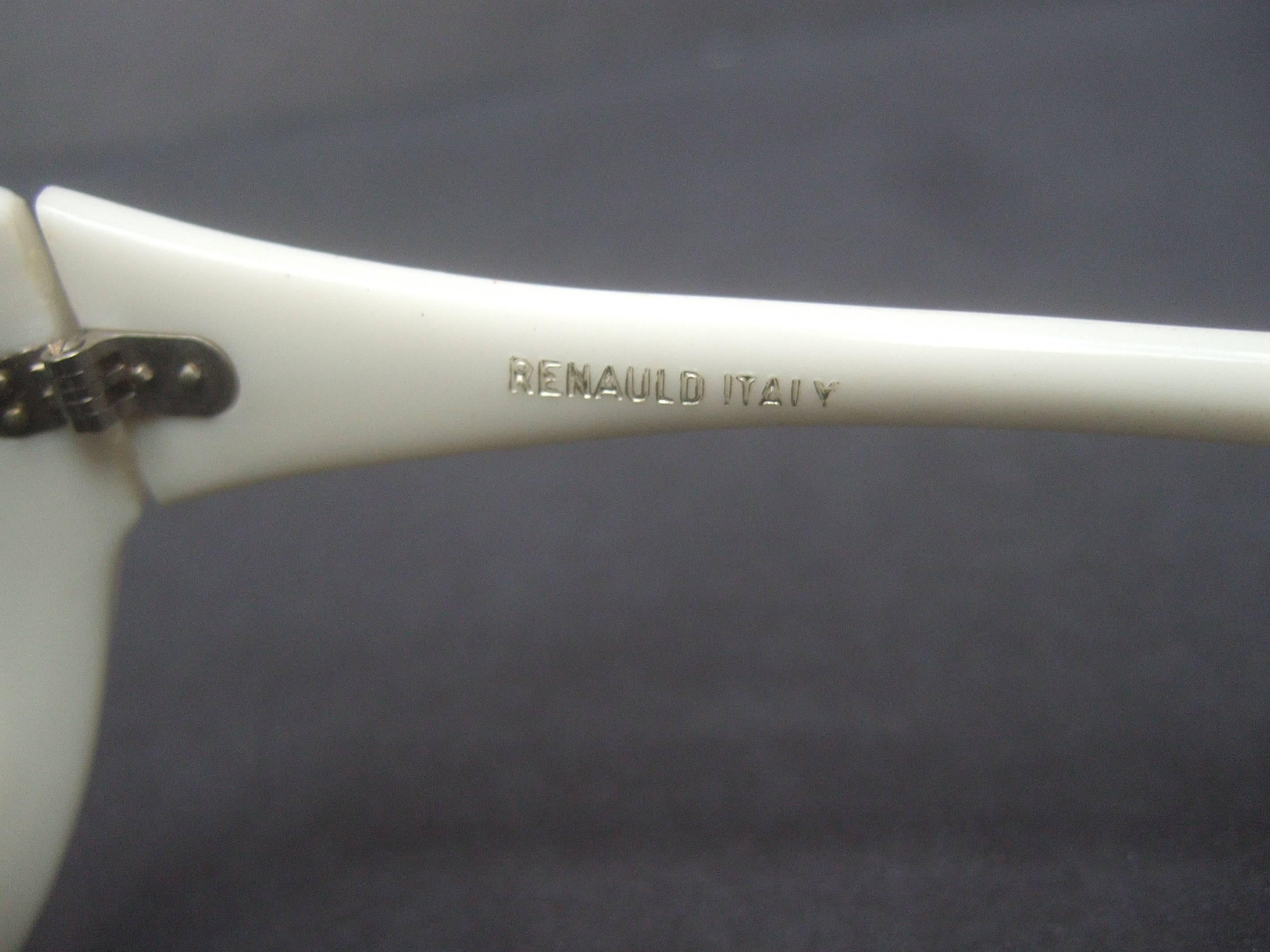 Mod Italian Sleek White Plastic Sunglasses ca 1970 3
