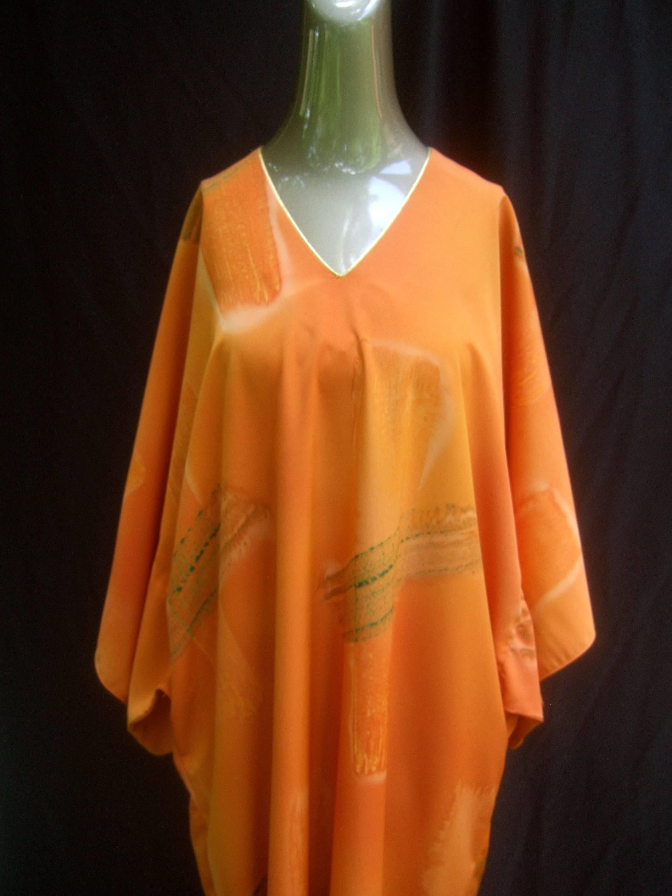 Reserved Sale Pending Chic Tangerine Caftan Lounge Gown for Neiman Marcus c 1990 1