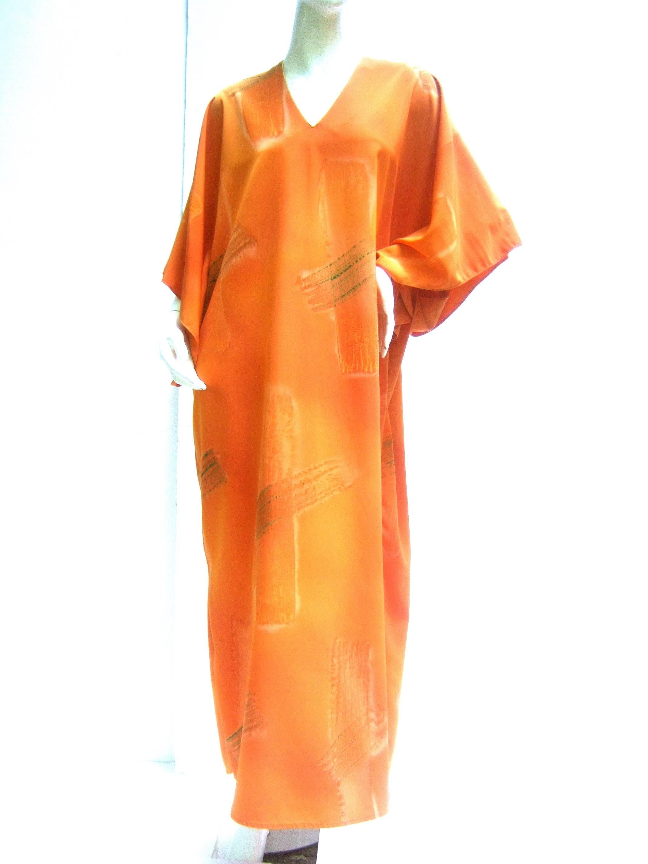 Women's Reserved Sale Pending Chic Tangerine Caftan Lounge Gown for Neiman Marcus c 1990