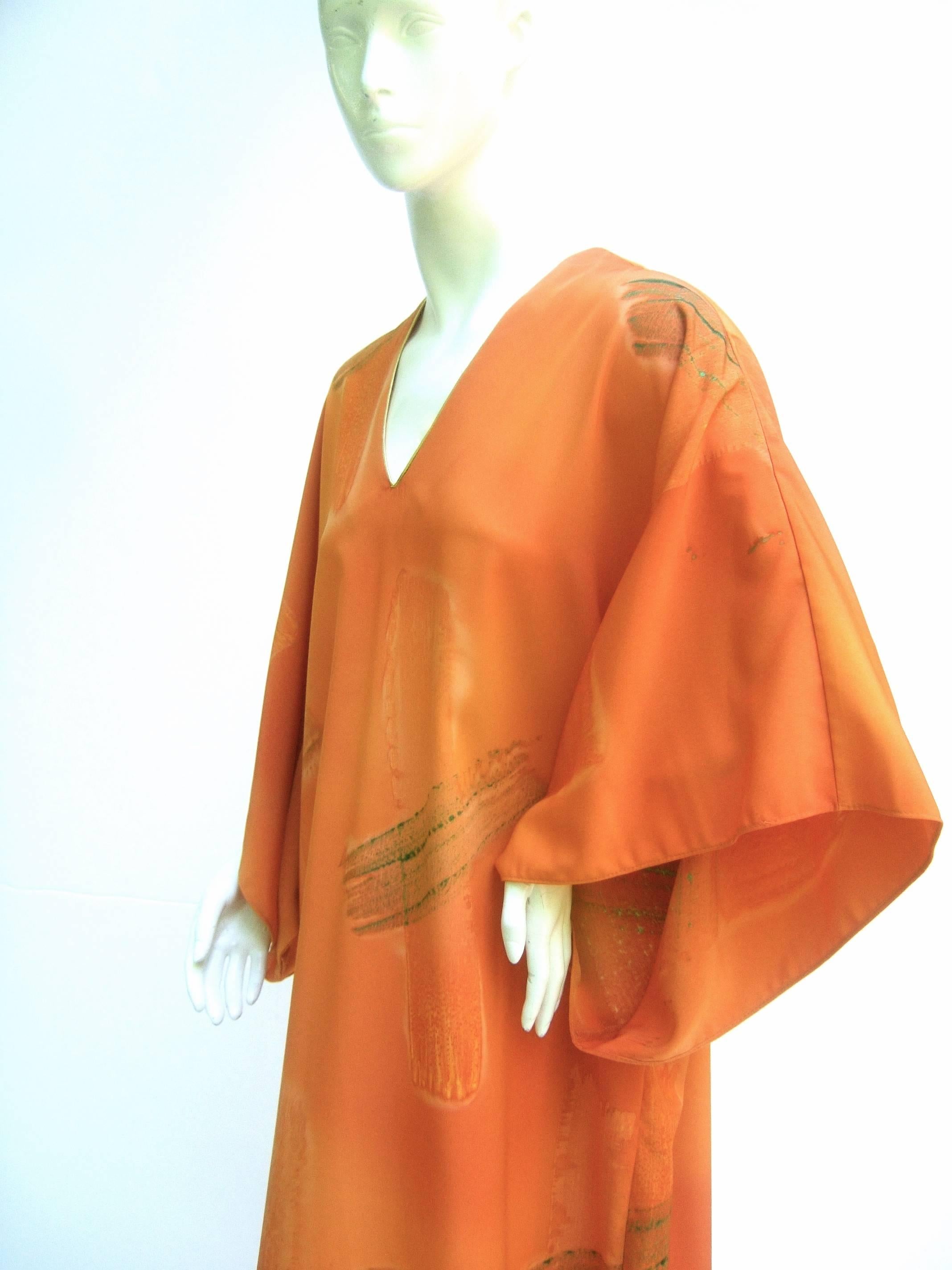 Reserved Sale Pending Chic Tangerine Caftan Lounge Gown for Neiman Marcus c 1990 2