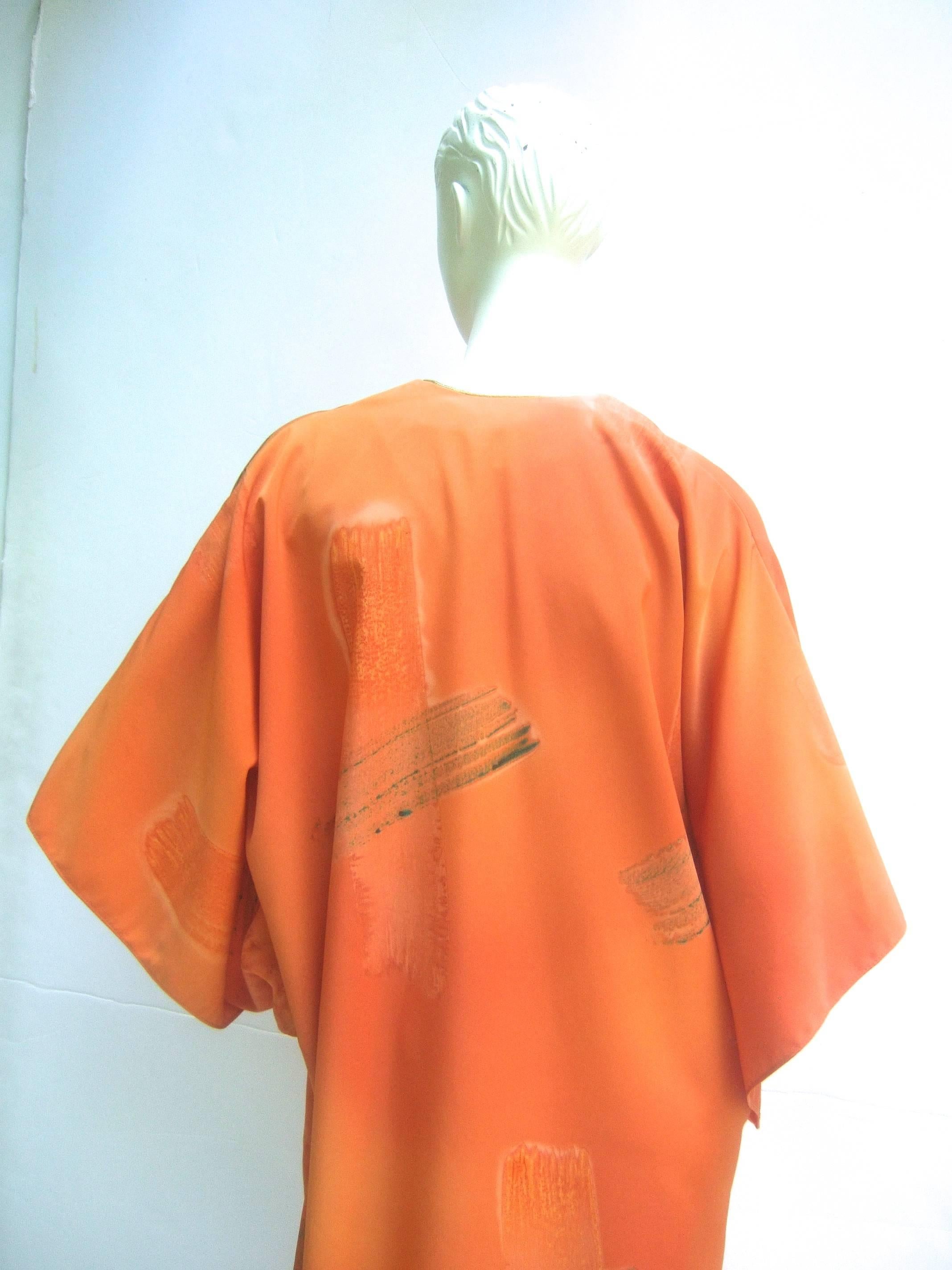 Reserved Sale Pending Chic Tangerine Caftan Lounge Gown for Neiman Marcus c 1990 4