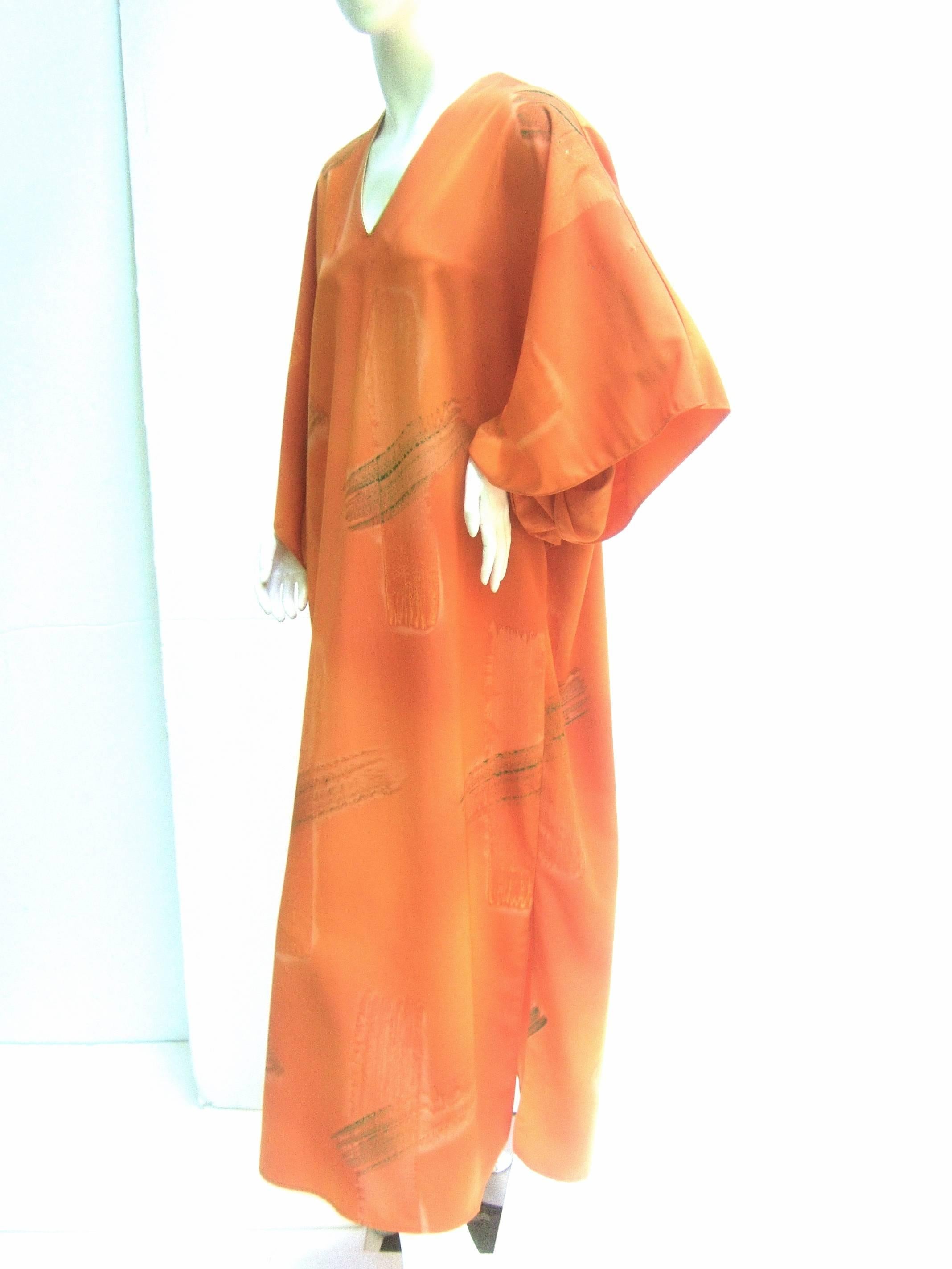 Reserved Sale Pending Chic Tangerine Caftan Lounge Gown for Neiman Marcus c 1990 3