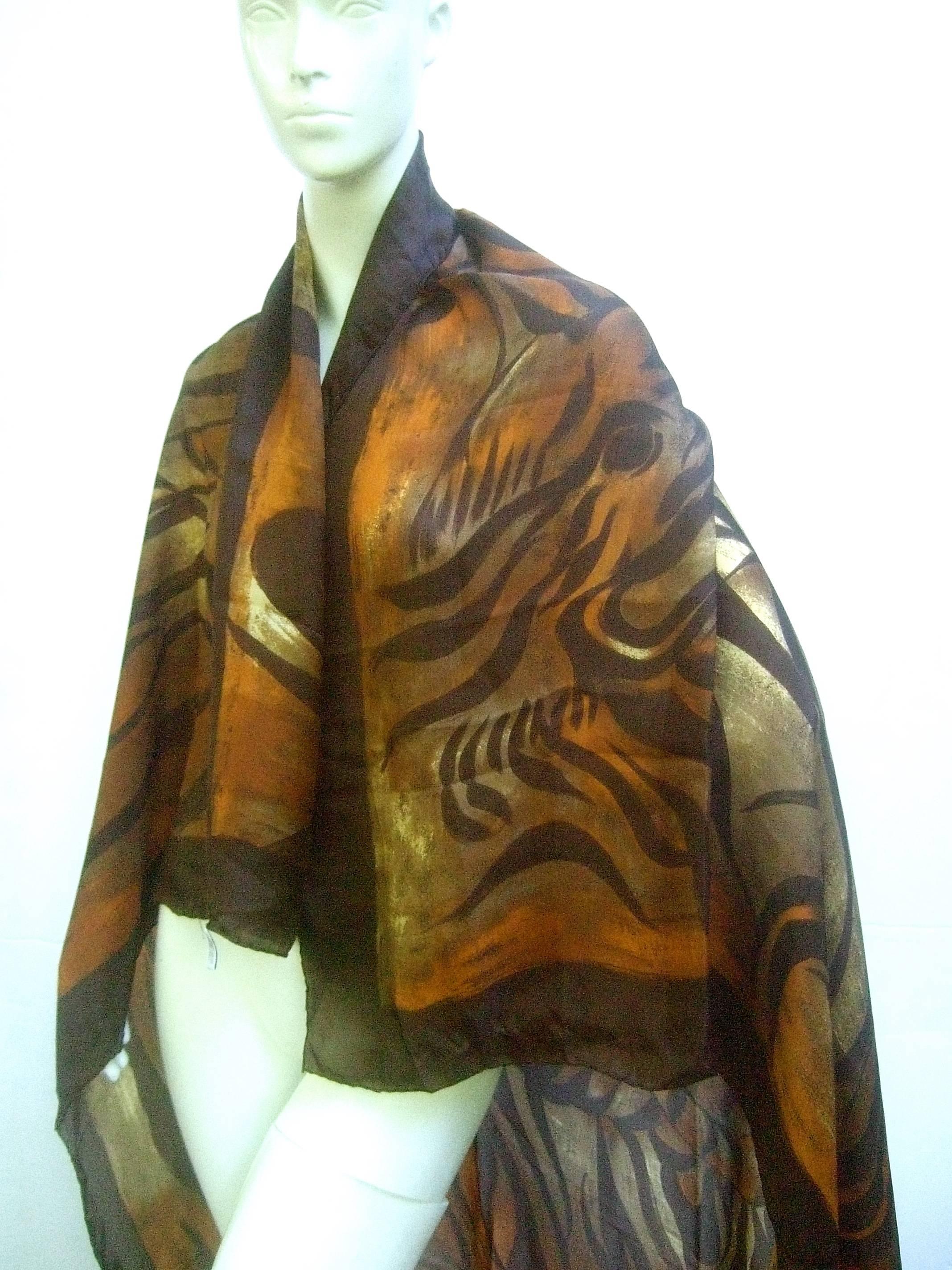 Saint Laurent Rive Gauche Massive Silk Jungle Print Shawl Wrap ca 1990s In Excellent Condition In University City, MO