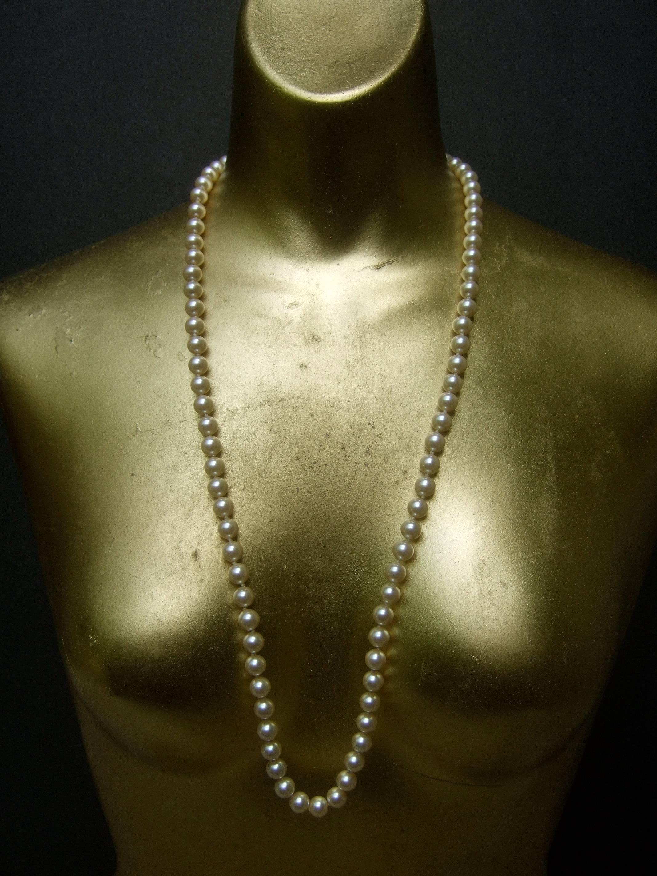 Miriam Haskell Opulent Glass Enamel Long Pearl Necklace ca 1970 2