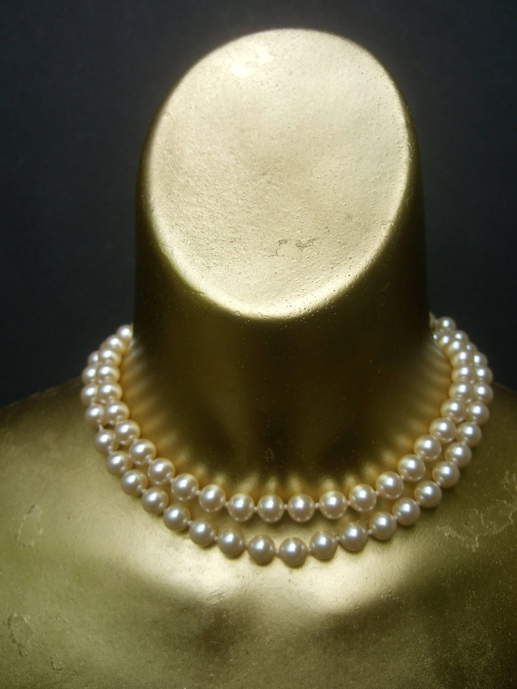 Miriam Haskell Opulent Glass Enamel Long Pearl Necklace ca 1970 5