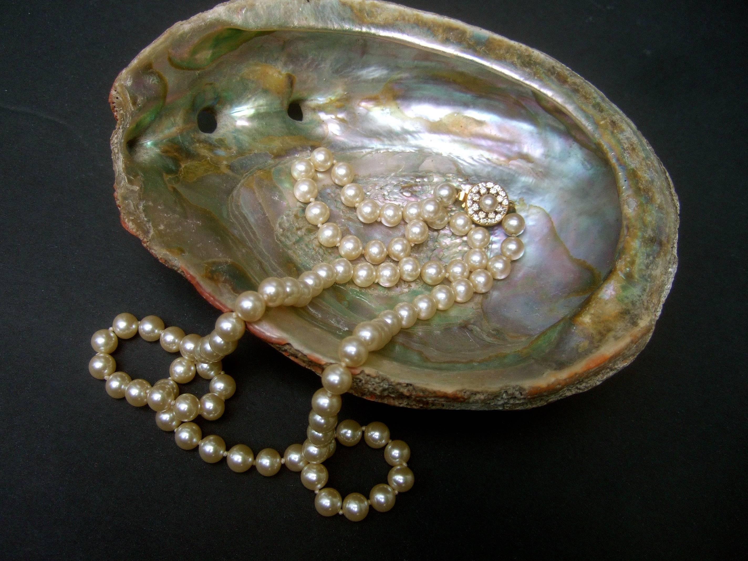 Miriam Haskell Opulent Glass Enamel Long Pearl Necklace ca 1970 4