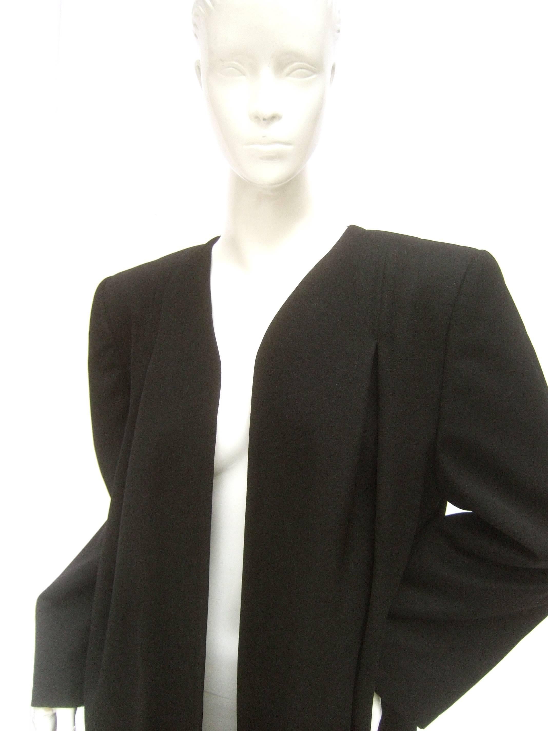 Black Valentino Italian Light Weight Wool Duster Jacket, circa 1980s 