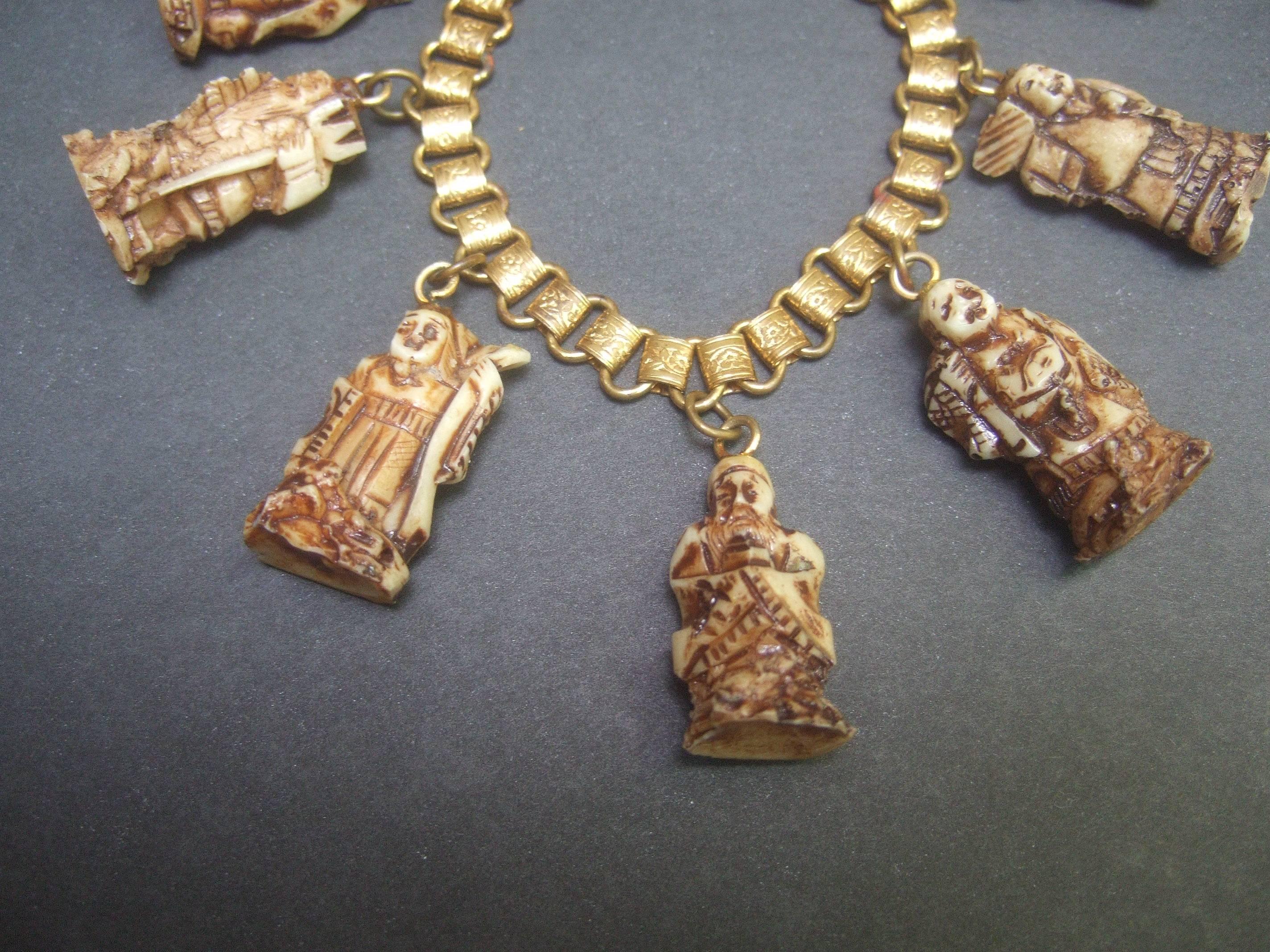 Seven Lucky Immortal Gods of Fortune from Japan Charm Bracelet ca 1960s In Good Condition In University City, MO
