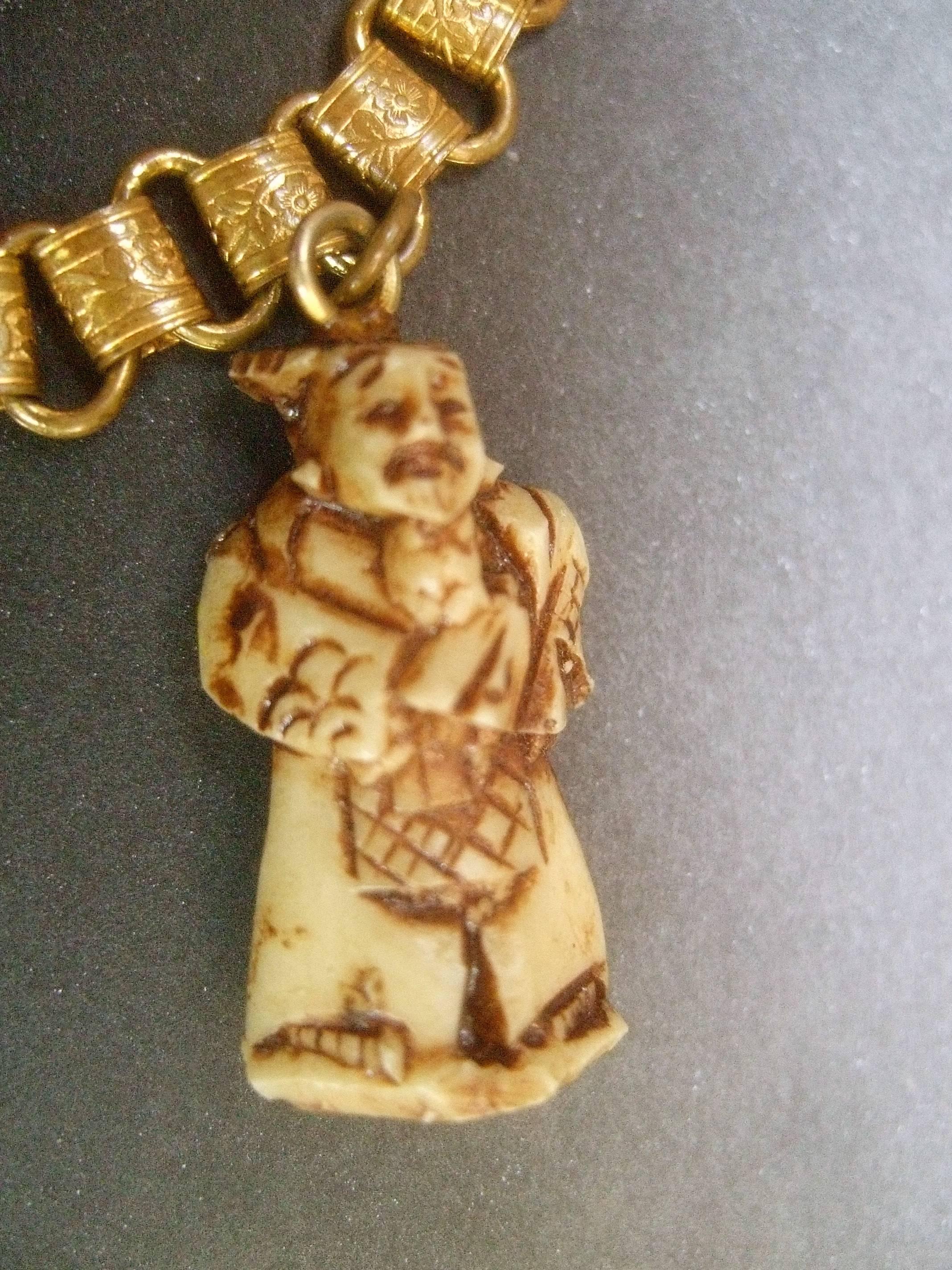Seven Lucky Immortal Gods of Fortune from Japan Charm Bracelet ca 1960s 2