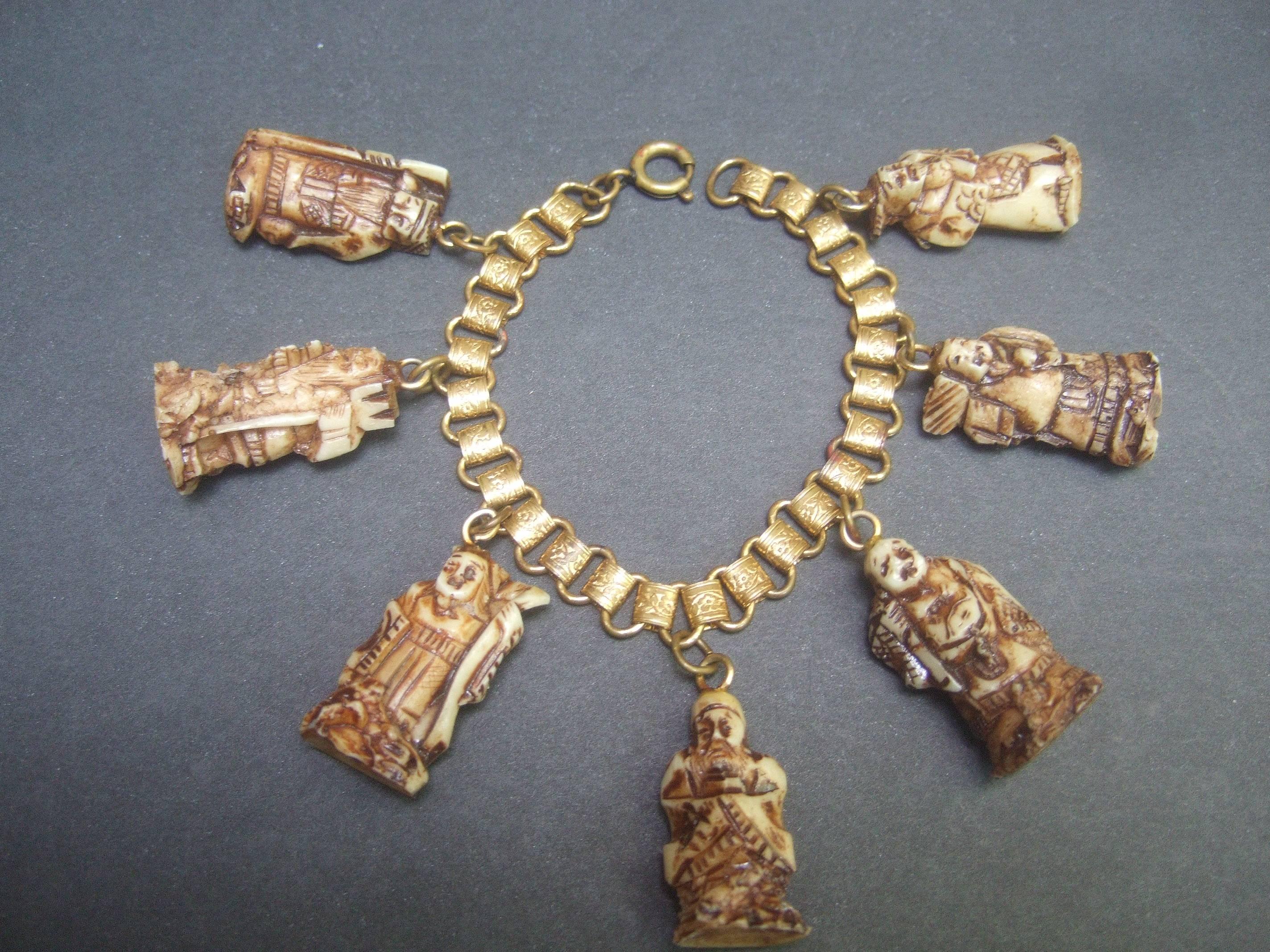 Seven Lucky Immortal Gods of Fortune from Japan Charm Bracelet ca 1960s 3