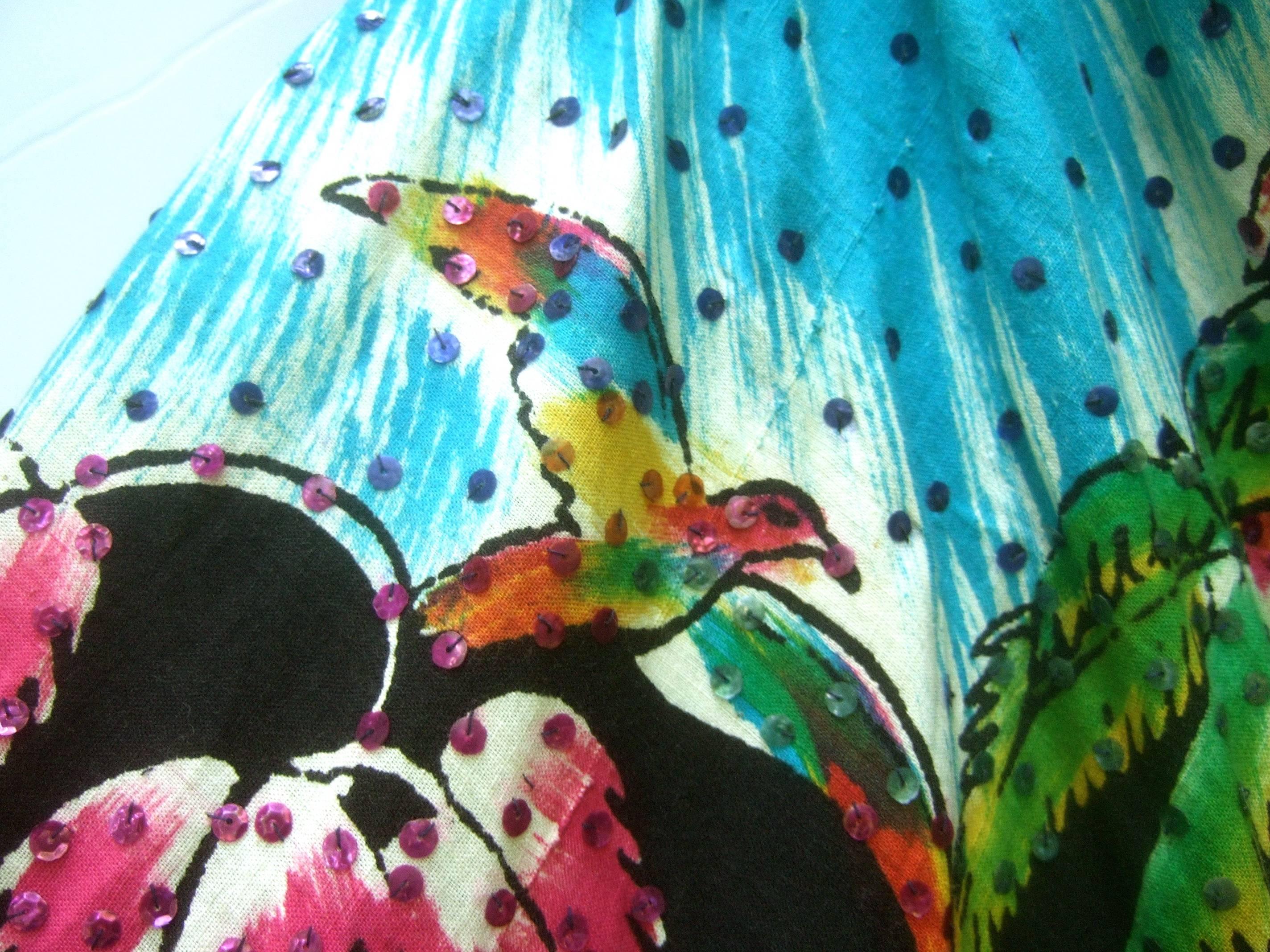 1950s Tropical Polynesian Hand Painted Cotton Skirt  1