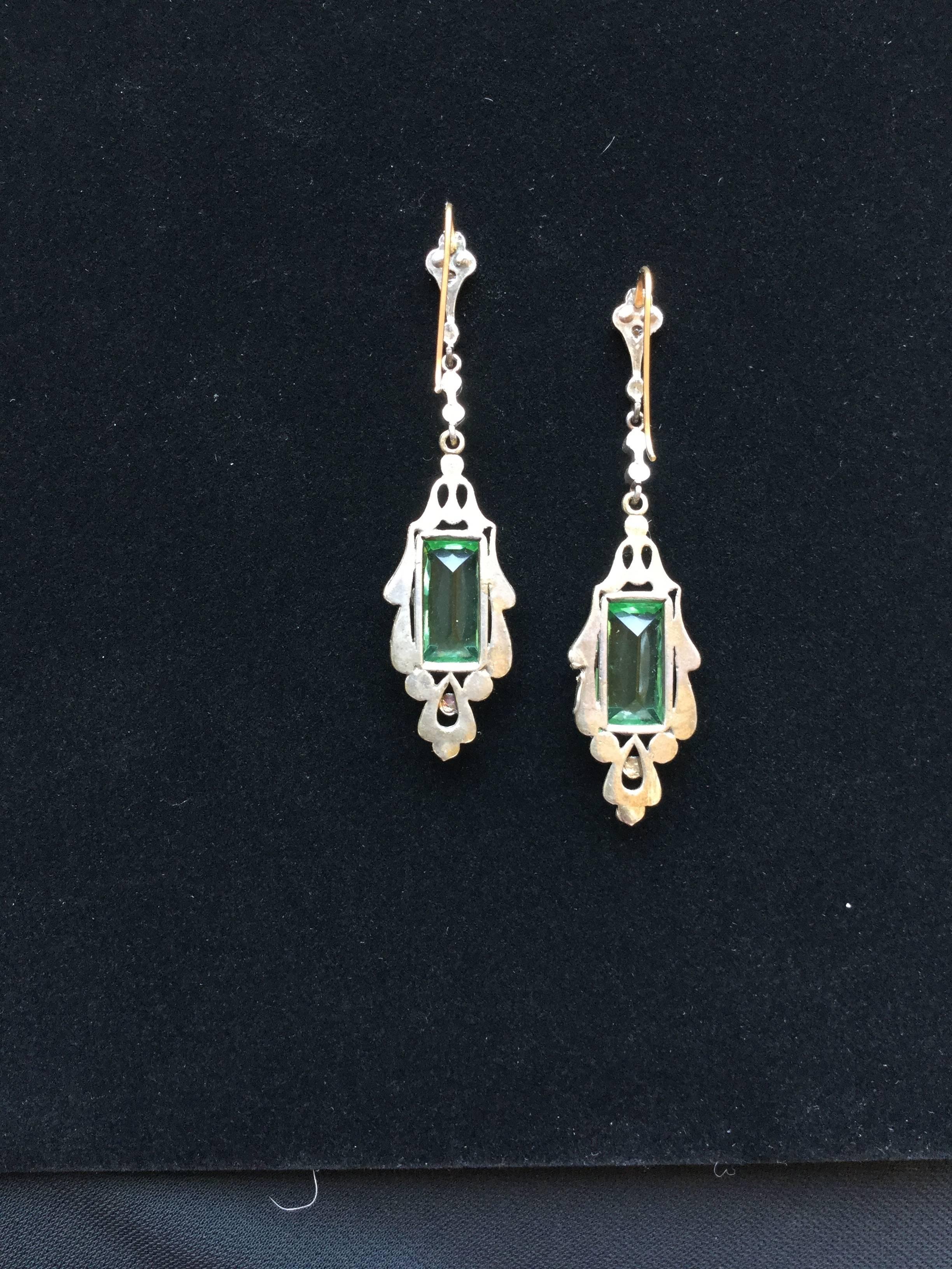 Edwardian Paste Sterling Silver Earrings. British. C.1905 1