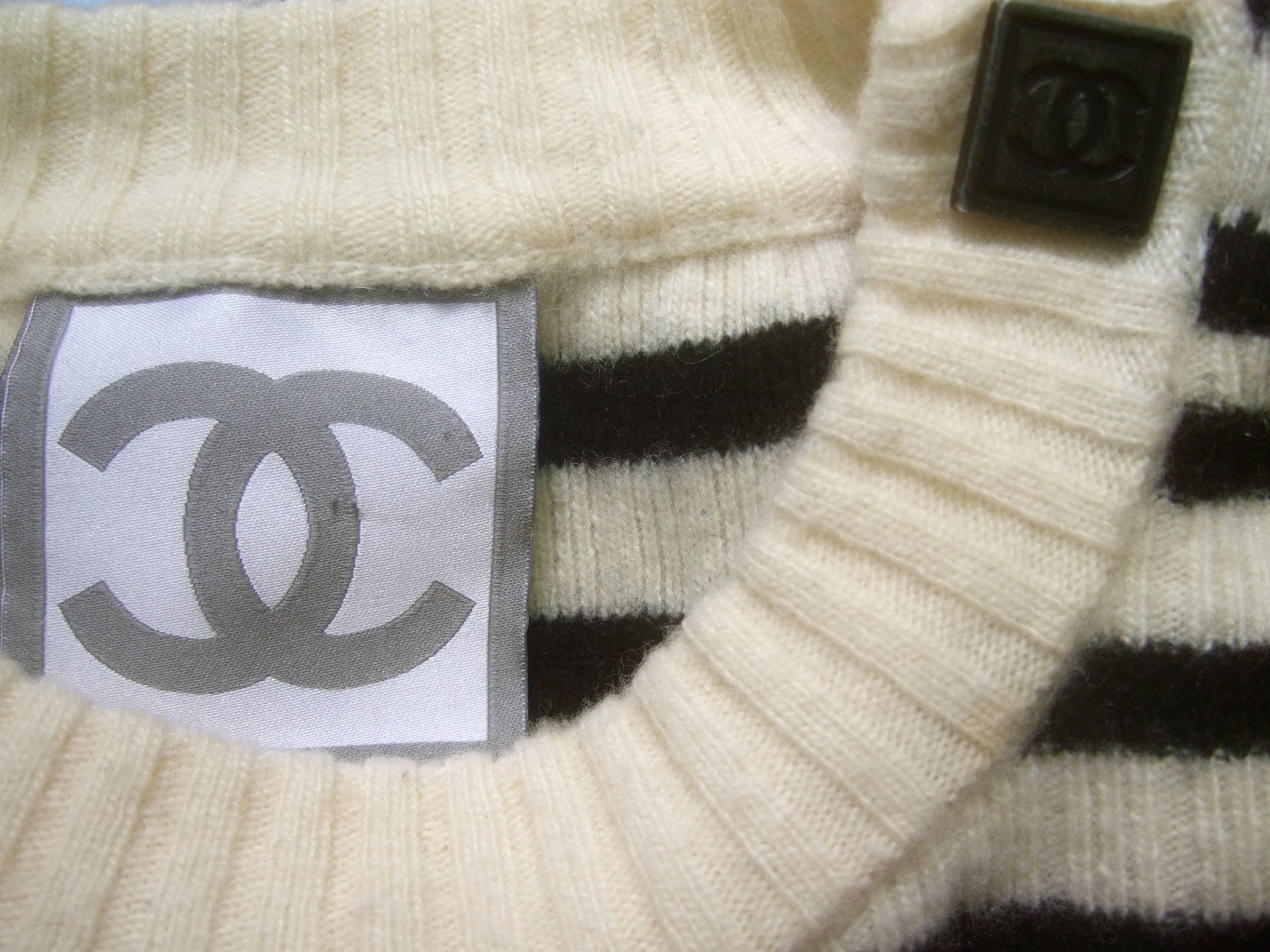 Chanel Nautical Theme Striped Wool Italian Sweater with Chanel Buttons  4