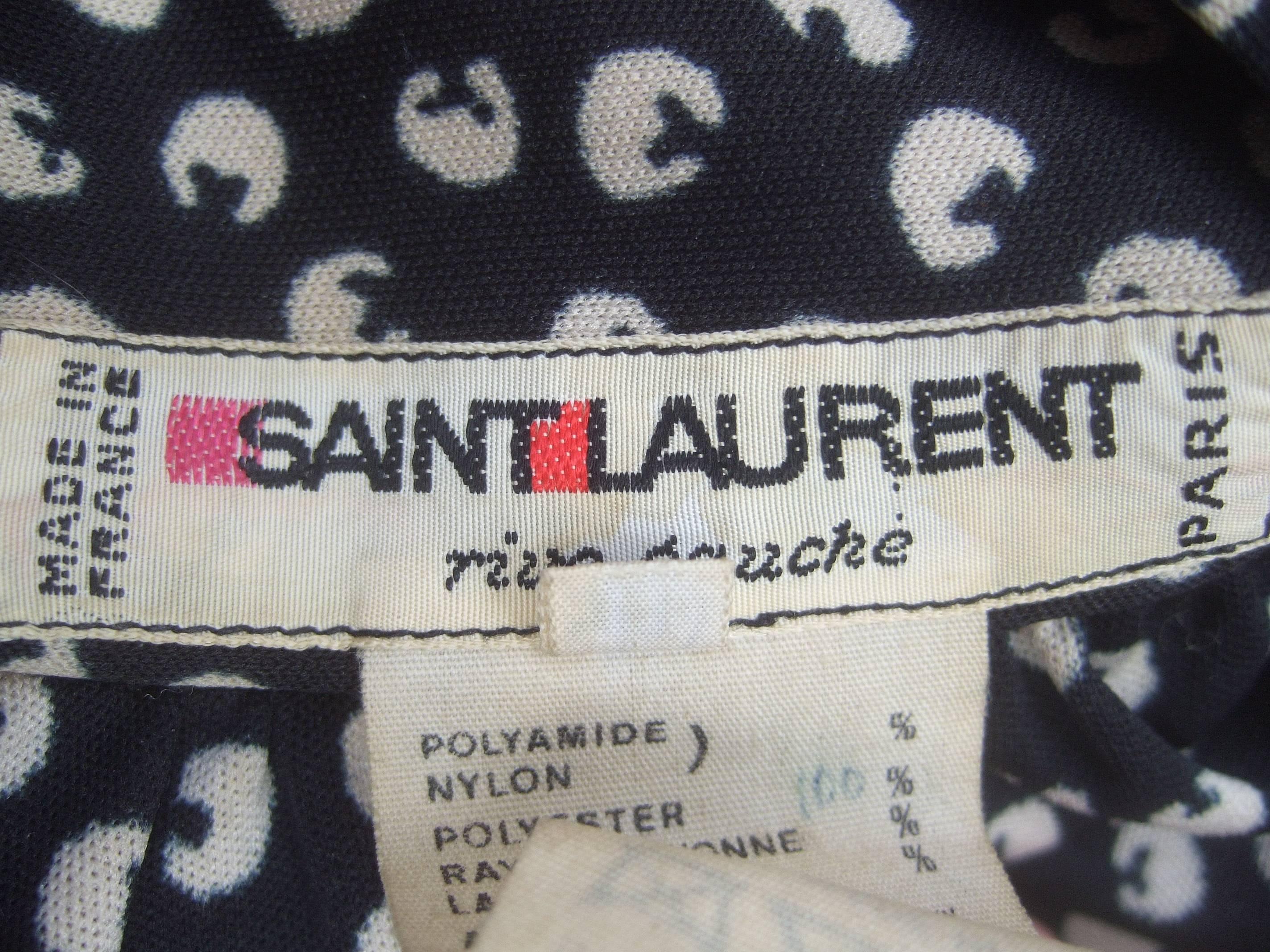Women's Saint Laurent Rive Gauche Chic Black & White Print Shirt Dress c 1970s