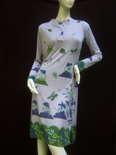 Mod-Kleid aus Jersey-Mischgewebe mit Druckmuster von Hermitt, ca. 1970er Jahre