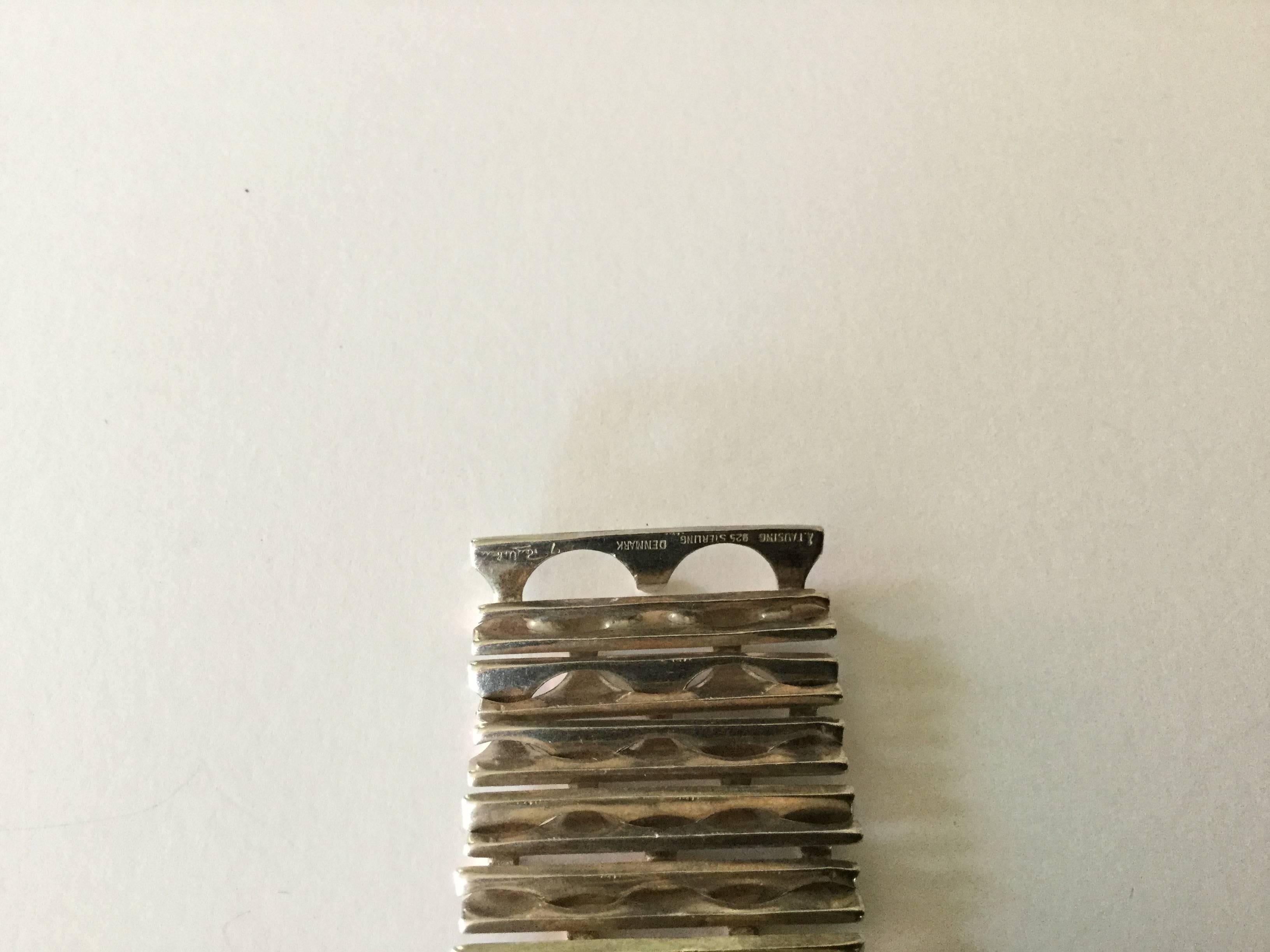 Rey Urban Scandinavian Modernist Sterling Silver Bracelet. 1970's. Age Fausing 5