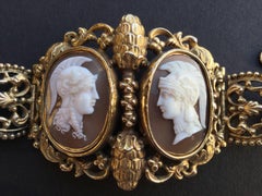 Amazing Double Cameo Style Victorian Pinchbeck Bracelet. English C.1880's.