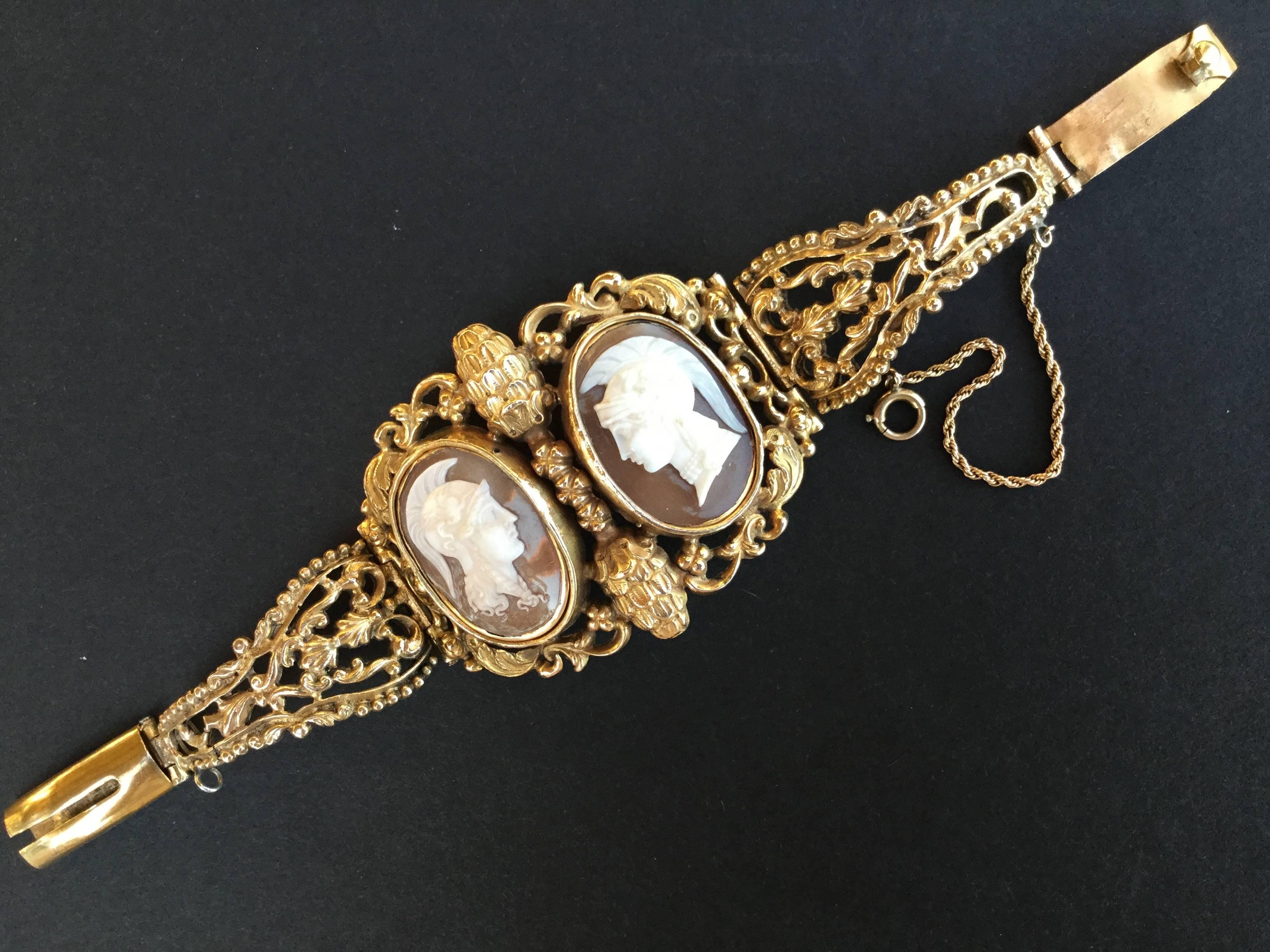 Amazing Double Cameo Style Victorian Pinchbeck Bracelet. English C.1880's. 1