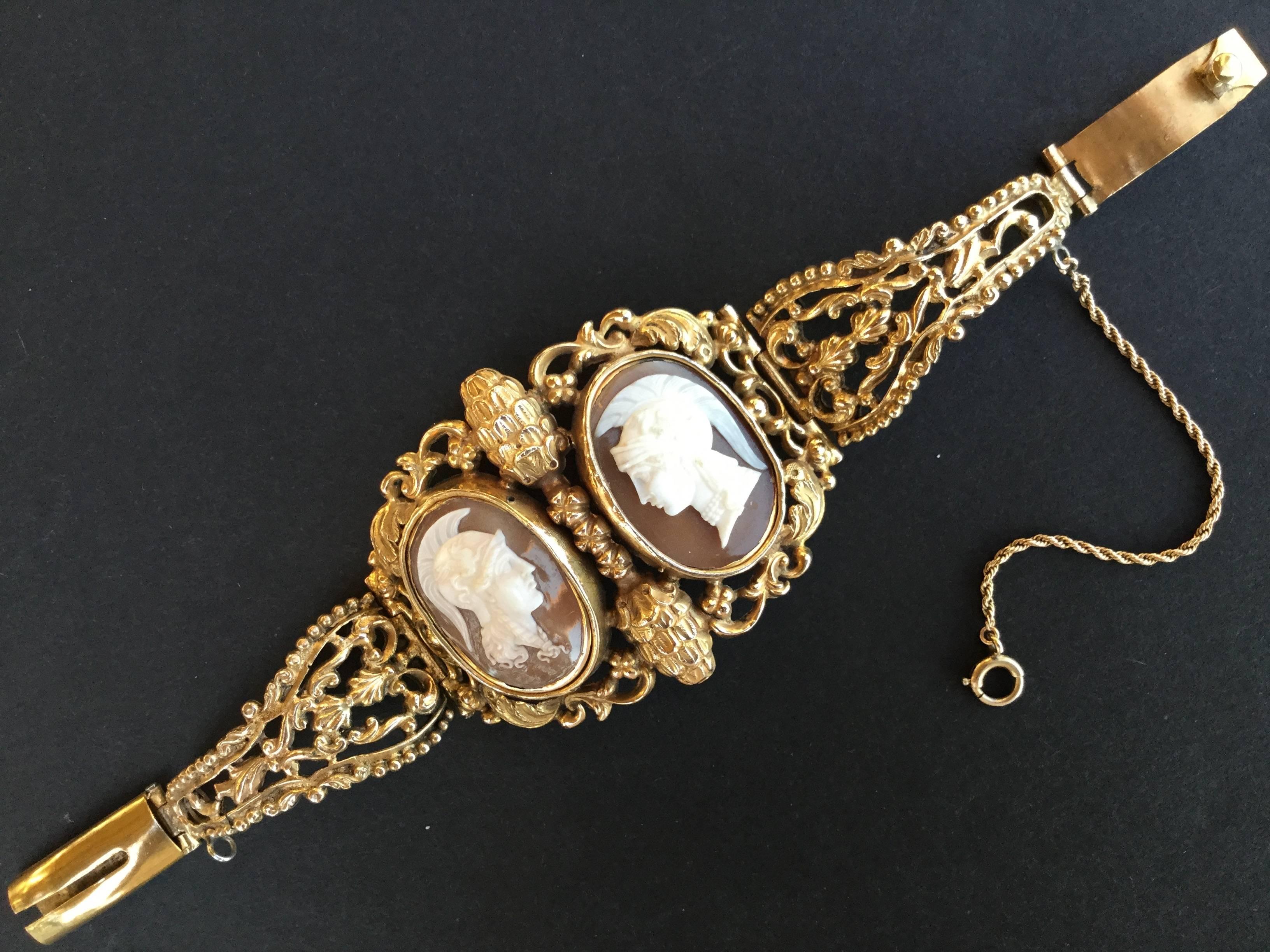 Amazing Double Cameo Style Victorian Pinchbeck Bracelet. English C.1880's. 5