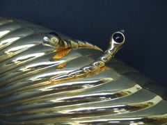 Italian Gilt Metal Serpent Clasp Minaudiere' Evening Bag c 1970s