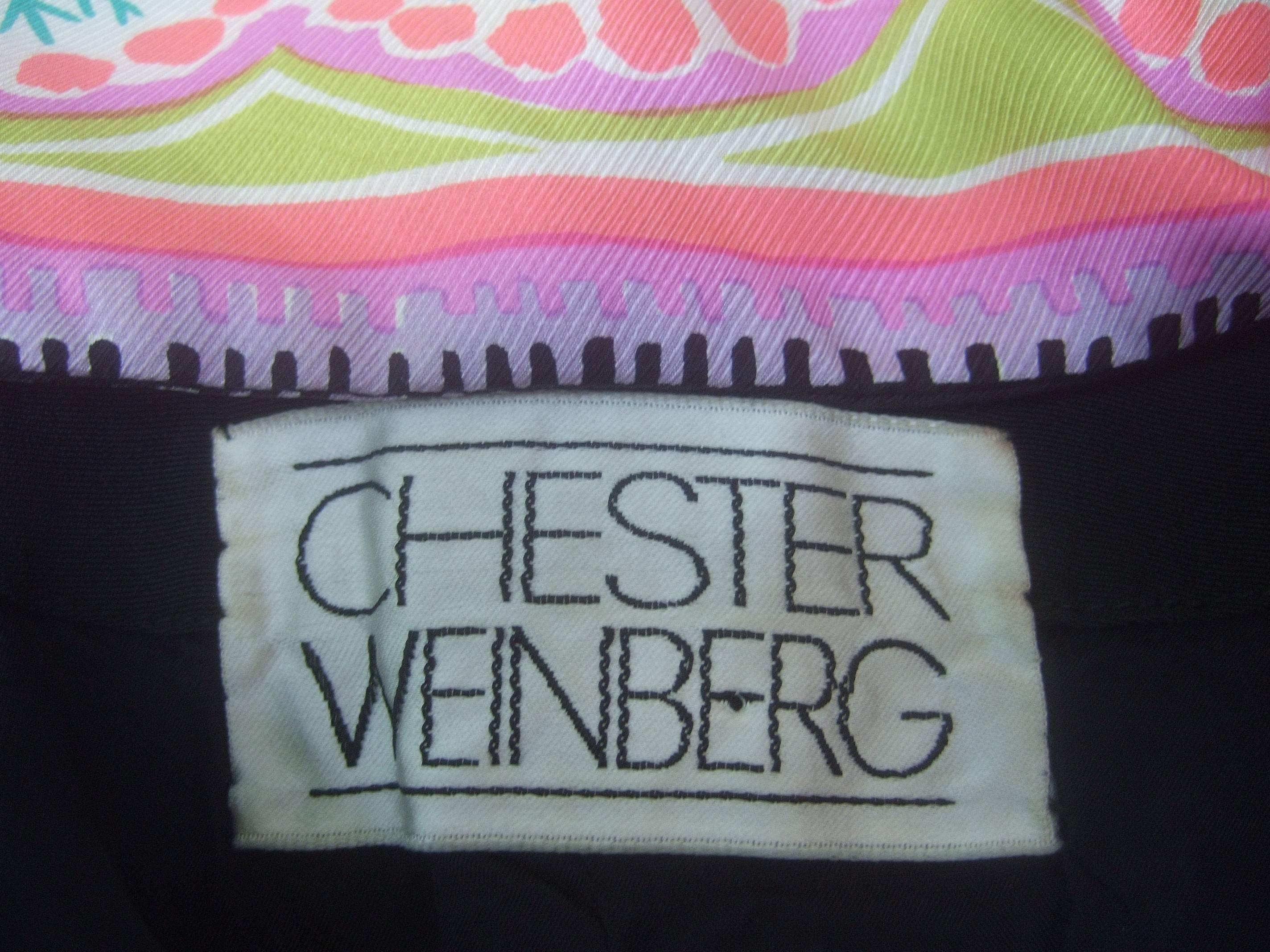 Chester Weinberg Innovative Black Silk Pastel Trim Dress c 1970 For Sale 3