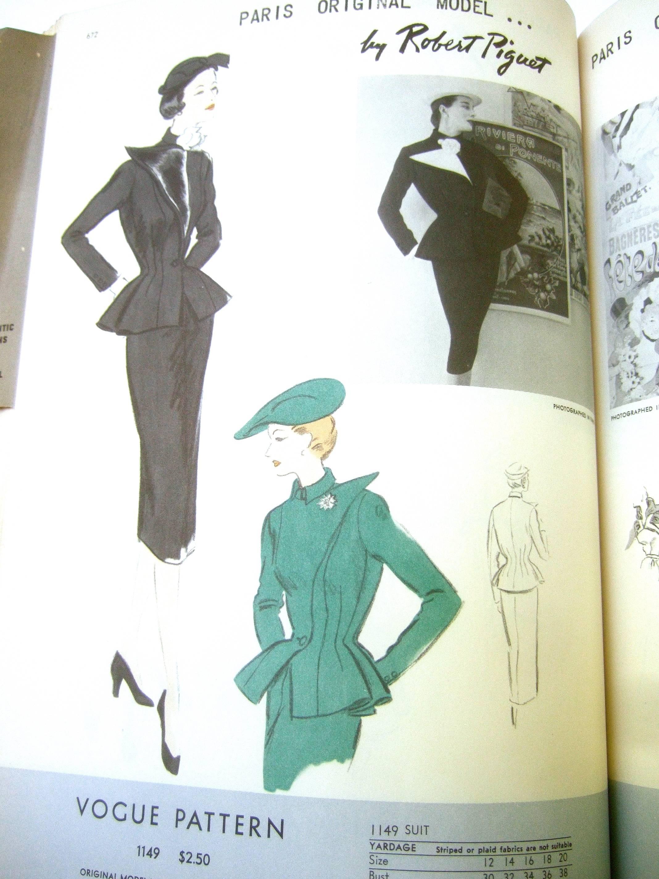 1952 Vogue Pattern Book with French Couture Illustrations   1