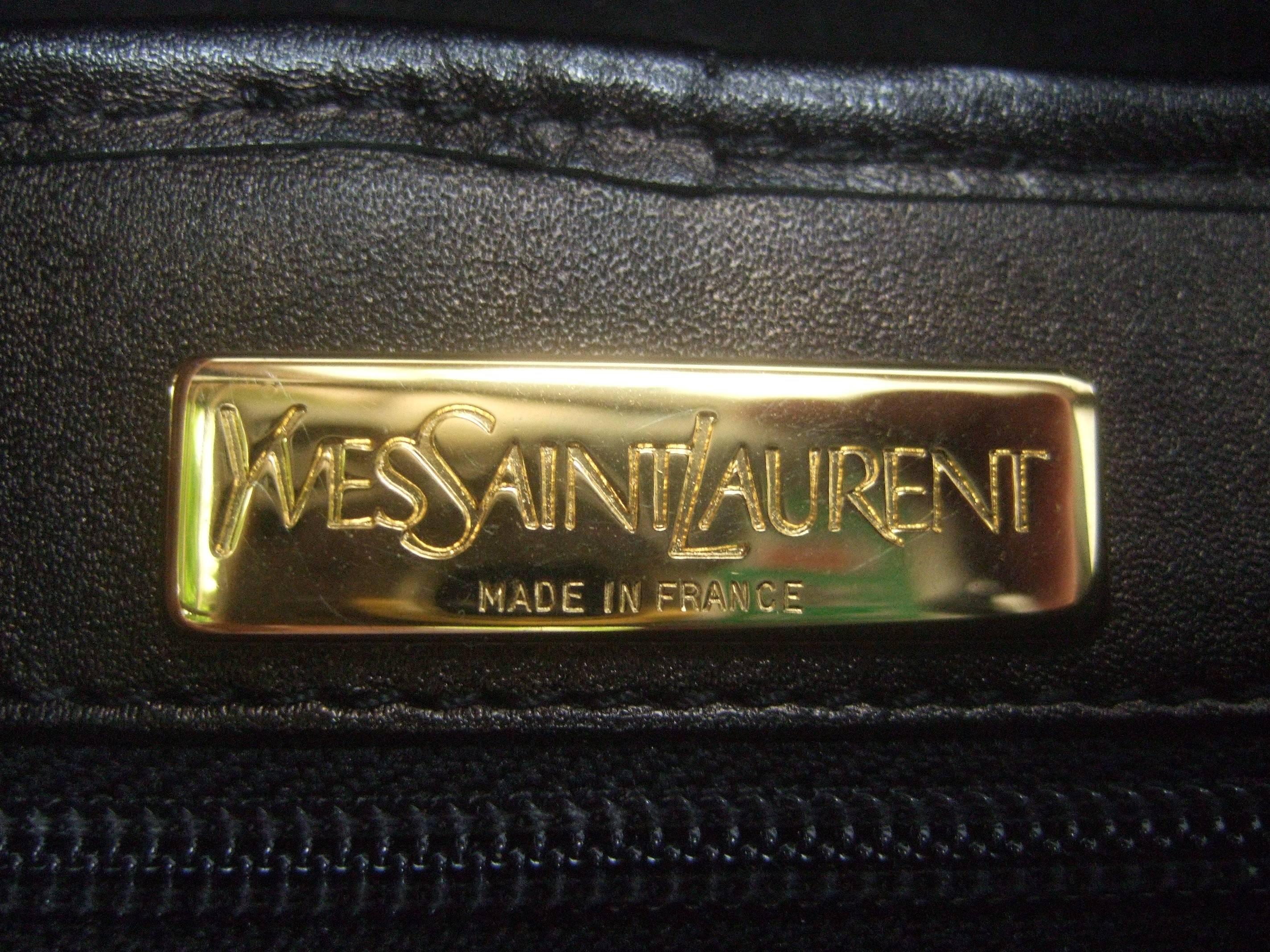 Yves Saint Laurent Chic Black Suede YSL Embroidered Handbag c 1990s 3