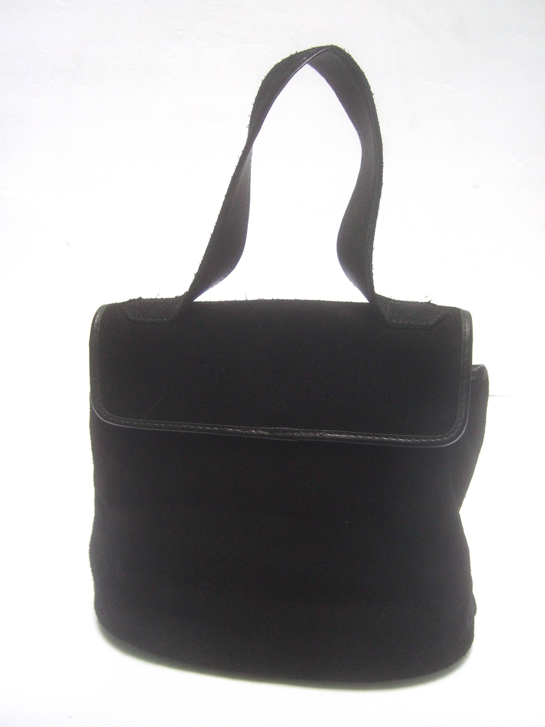 Yves Saint Laurent Chic Black Suede YSL Embroidered Handbag c 1990s 4