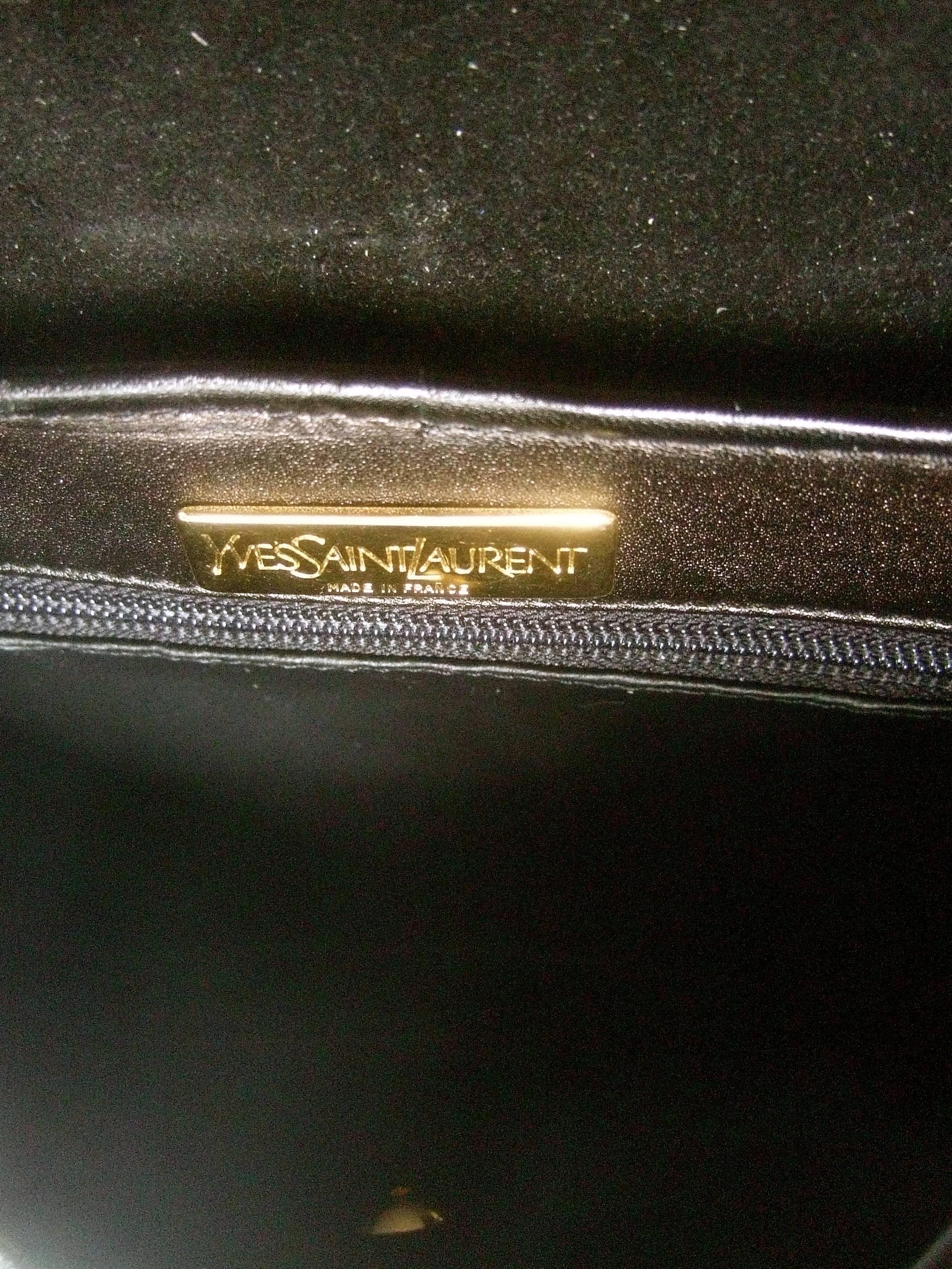 Yves Saint Laurent Chic Black Suede YSL Embroidered Handbag c 1990s 5