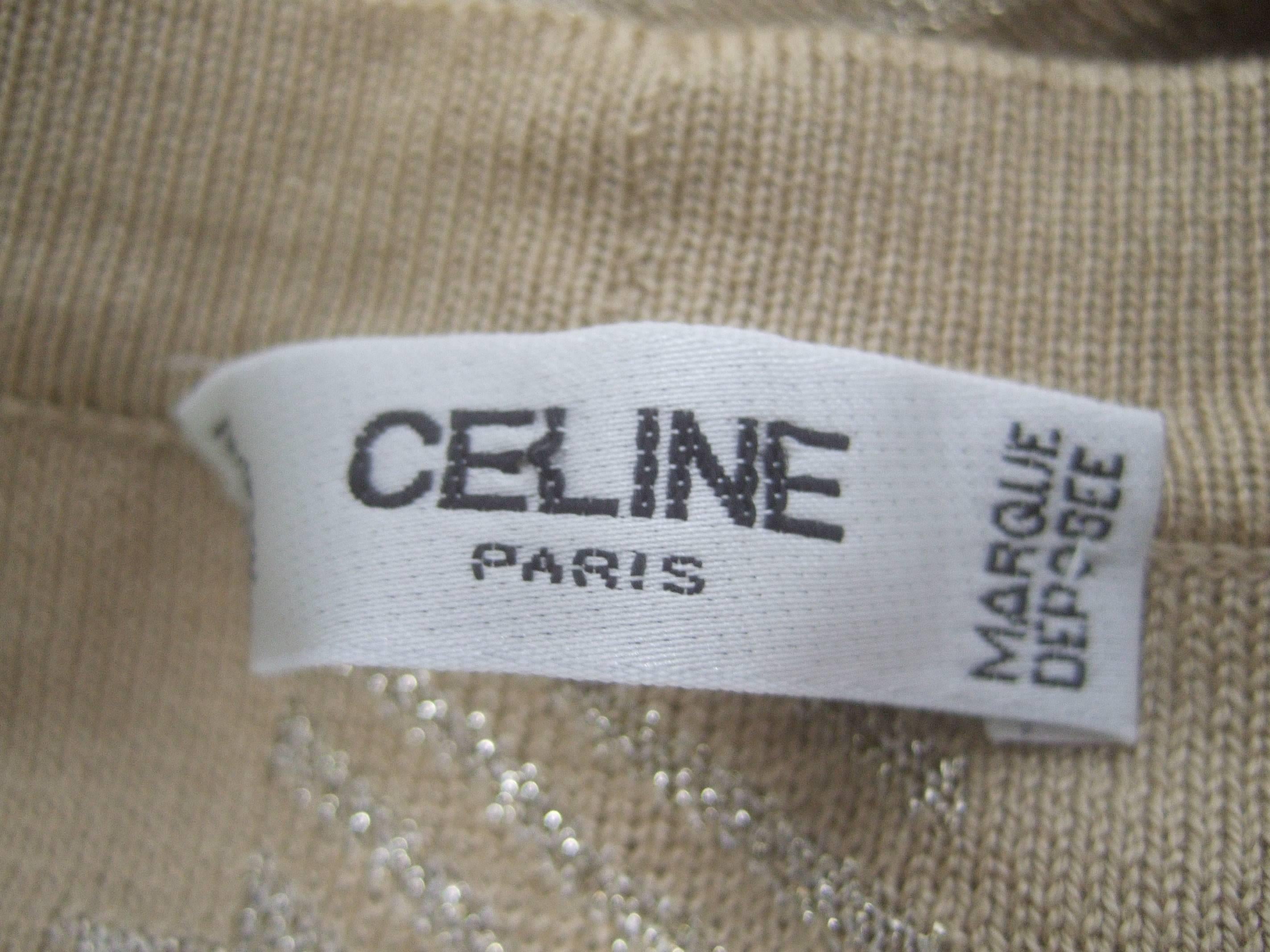 Women's Celine Paris Gold Metallic Italian Knit Cardigan c 1990s