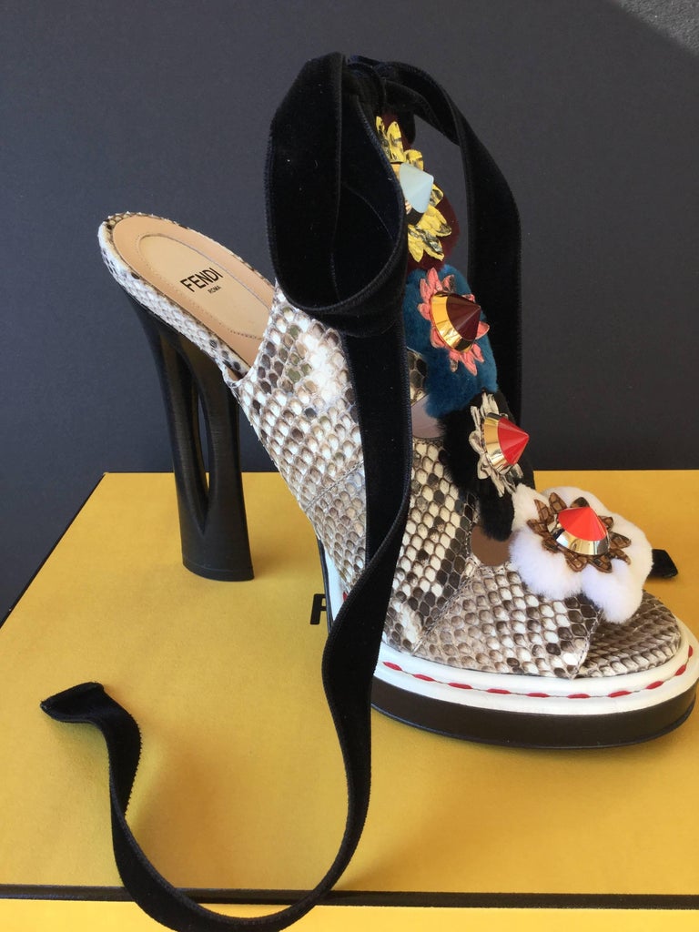 Fendi Rock Colored Python Flowerland Mules. 2016 at 1stDibs | fendi pumps