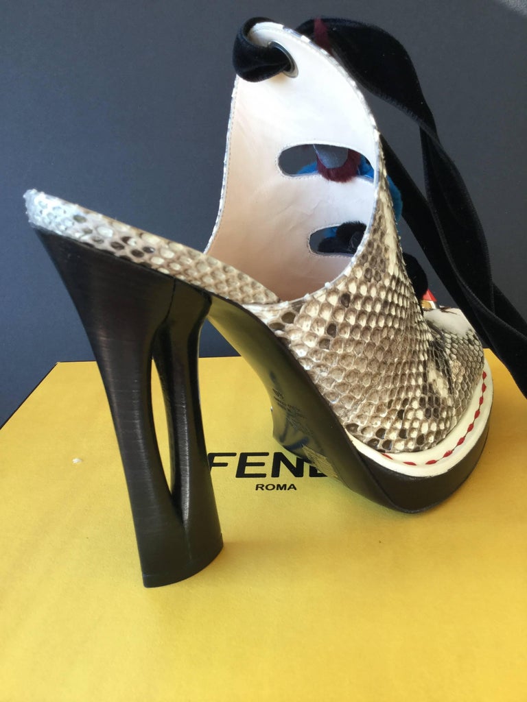 Fendi Rock Colored Python Flowerland Mules. 2016 at 1stDibs | fendi pumps