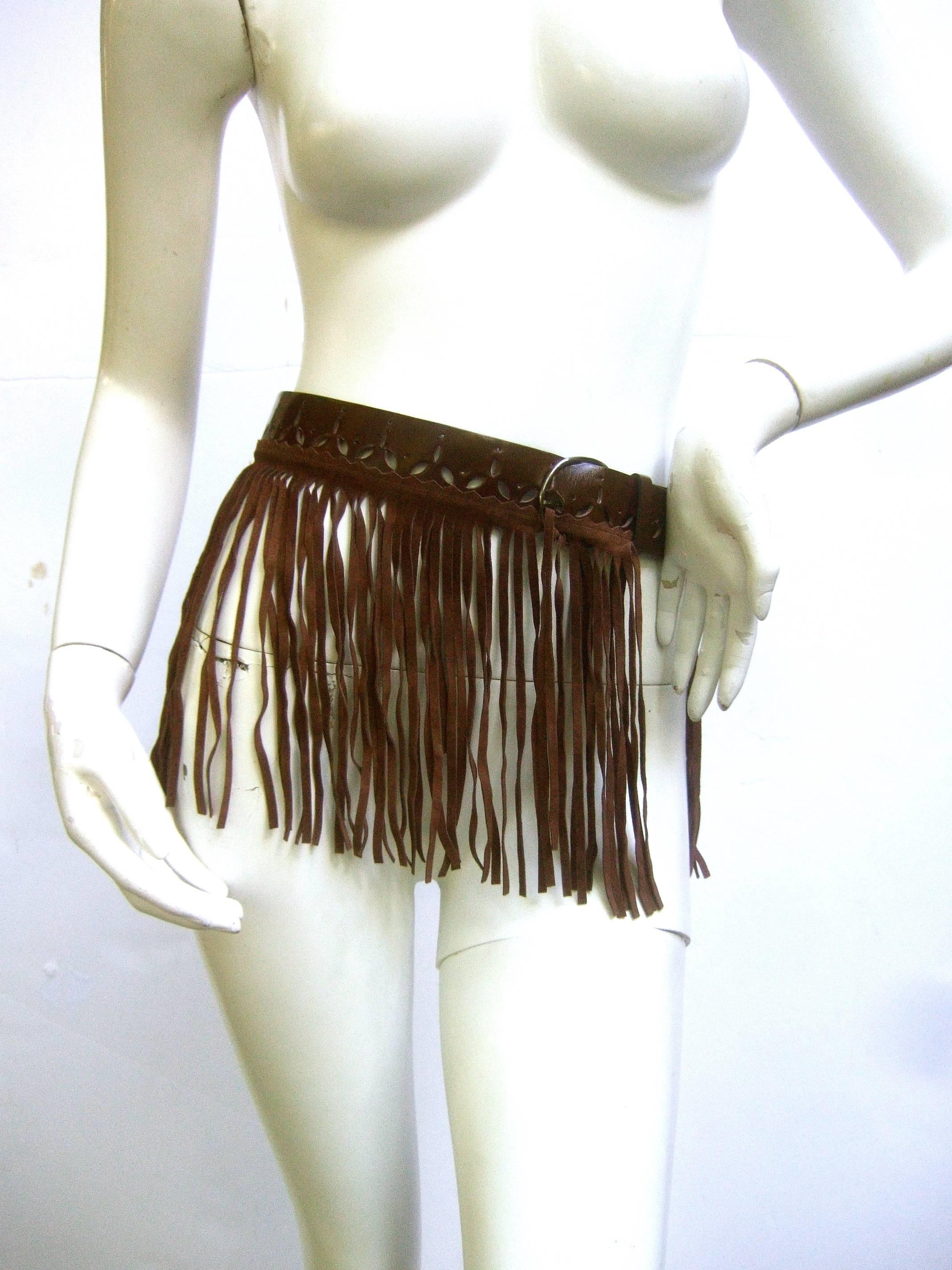 Exotic Brown Fringe Suede Belt Designed by Herve Masson Paris For Sale 1