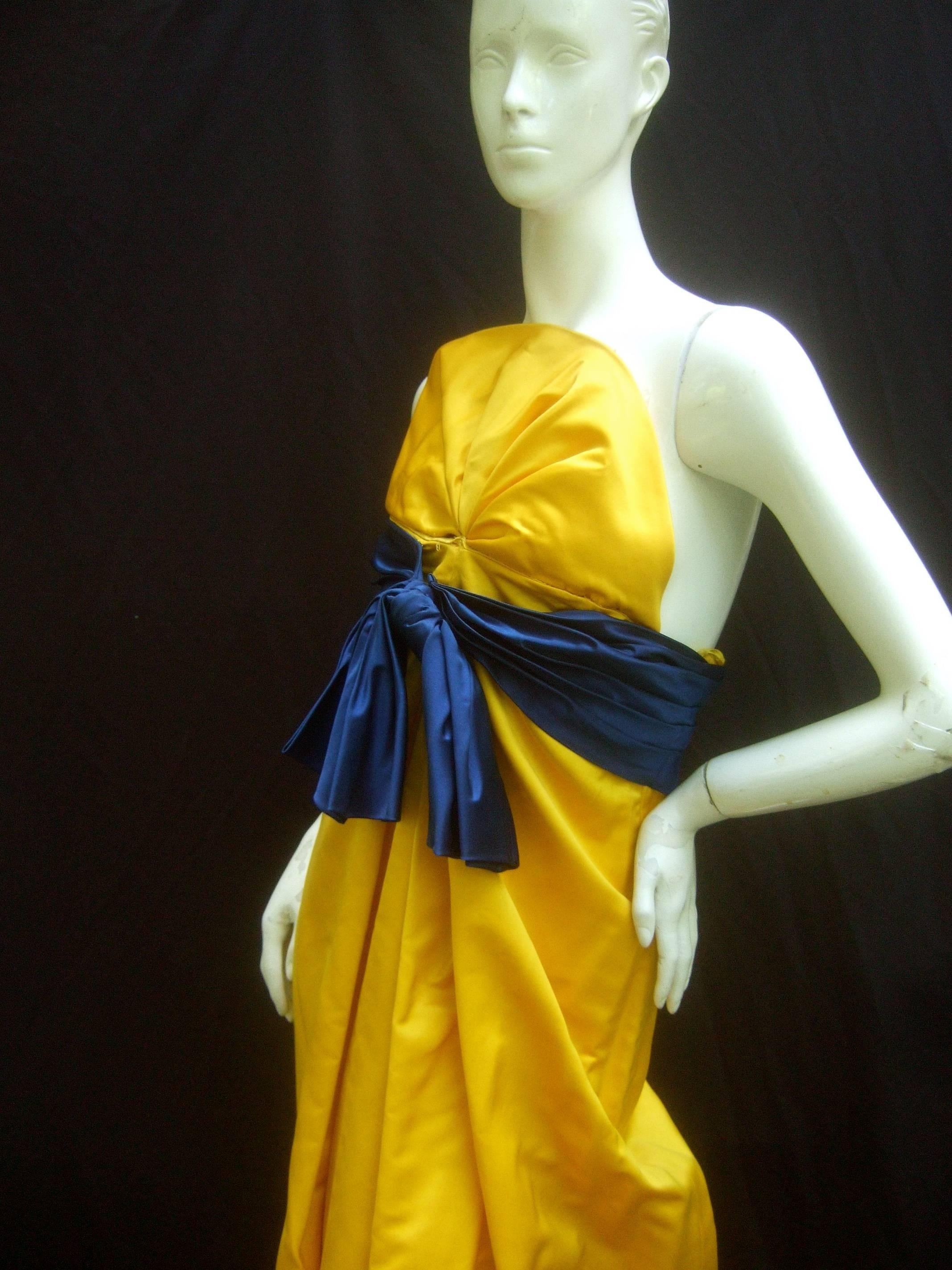 Bill Blass Opulent Golden Satin Gown for Neiman Marcus c 1990 In Good Condition In University City, MO
