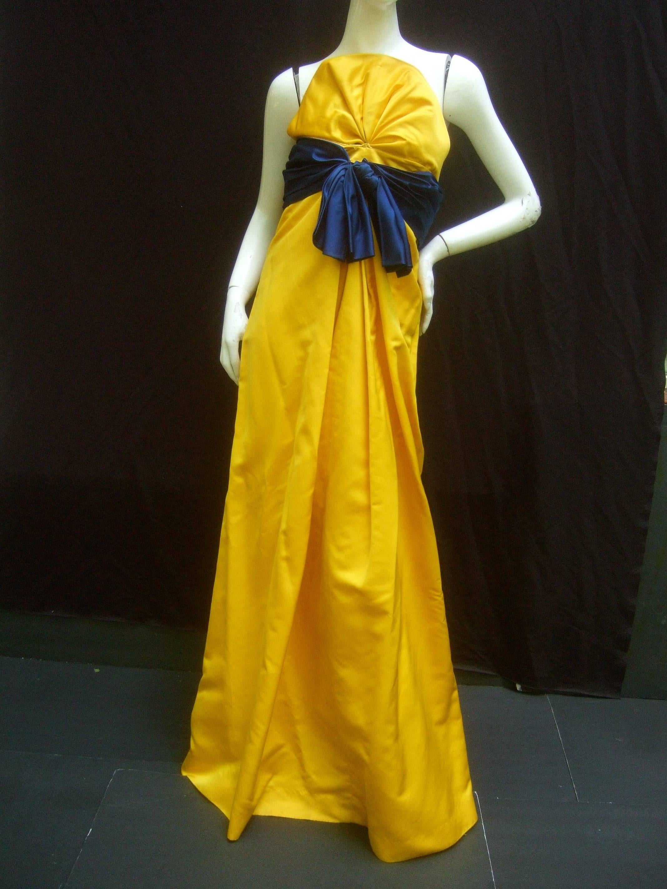 Women's Bill Blass Opulent Golden Satin Gown for Neiman Marcus c 1990