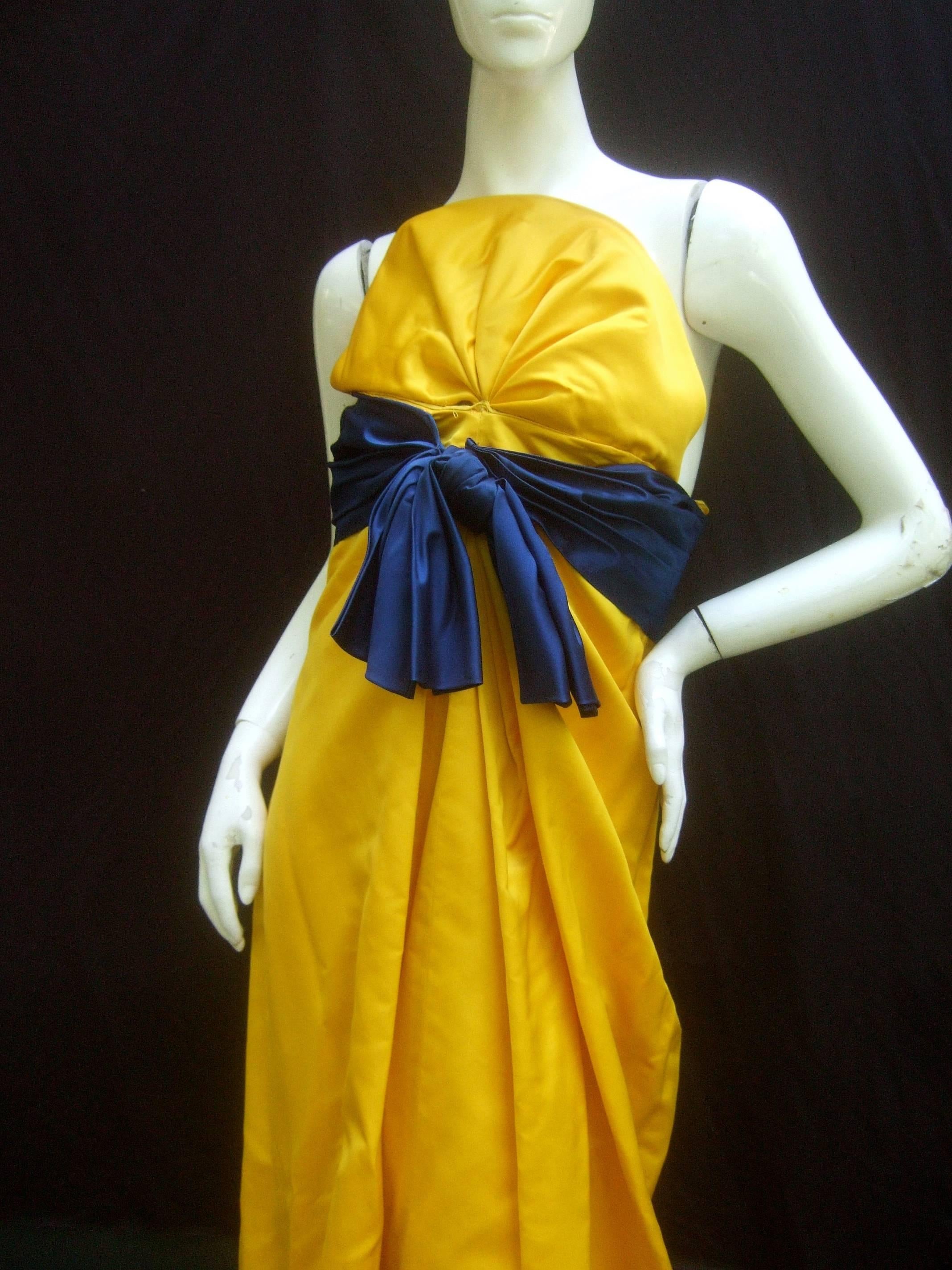 Bill Blass Opulent Golden Satin Gown for Neiman Marcus c 1990 1