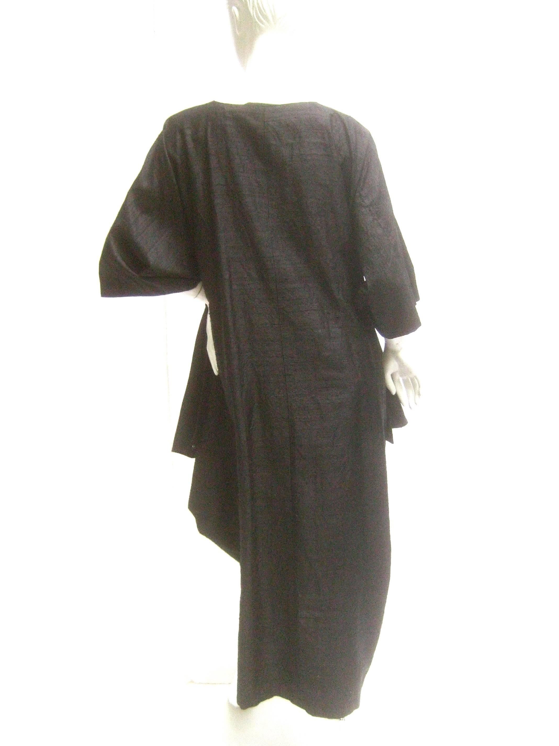 Avant Garde Minimal Japanese Raw Silk Black Dress by Mizono  1