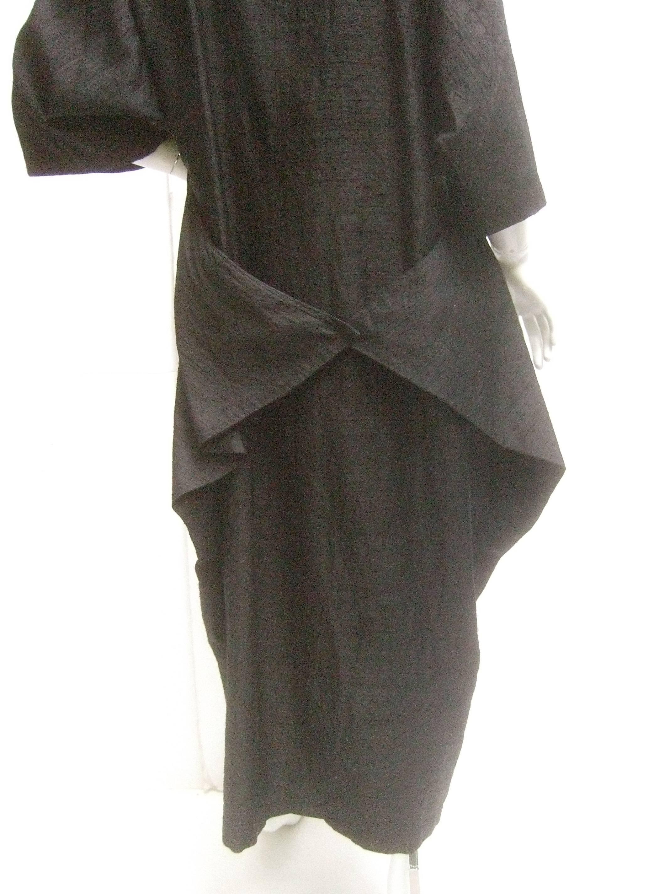Women's Avant Garde Minimal Japanese Raw Silk Black Dress by Mizono 