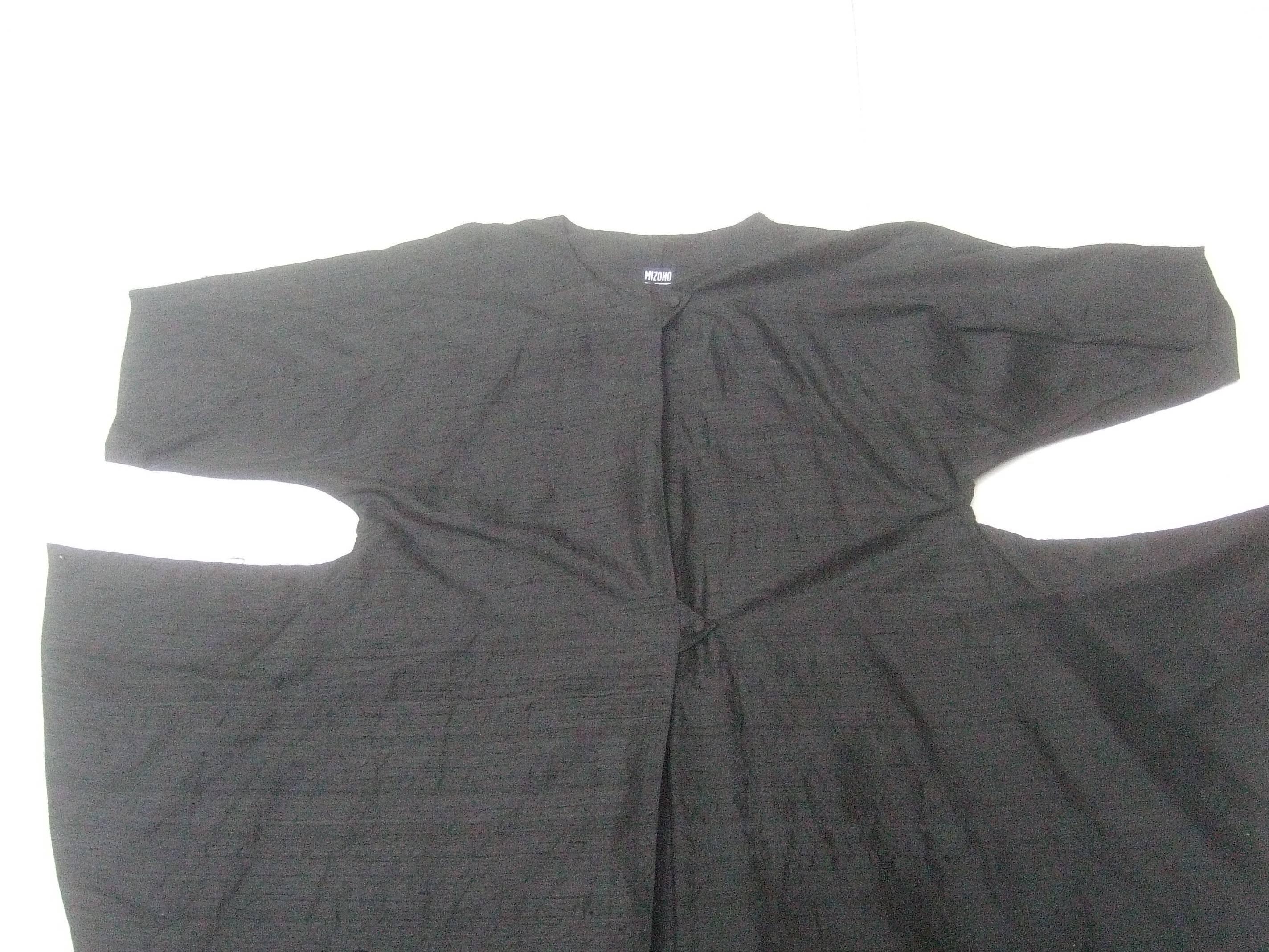 Avant Garde Minimal Japanese Raw Silk Black Dress by Mizono  2